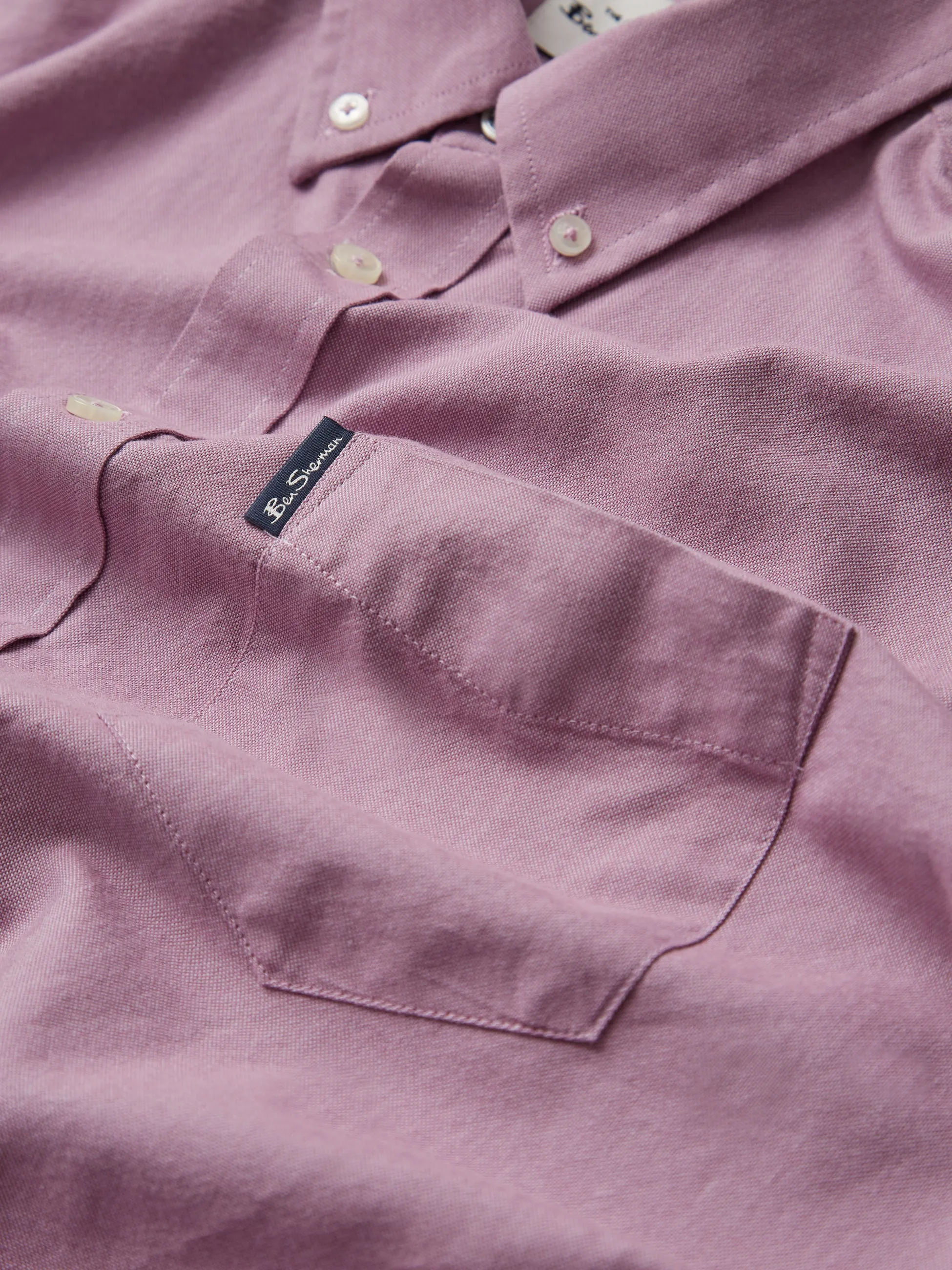 Signature Organic Long-Sleeve Oxford Shirt - Grape sold by Ben Sherman product image thumbnail 3