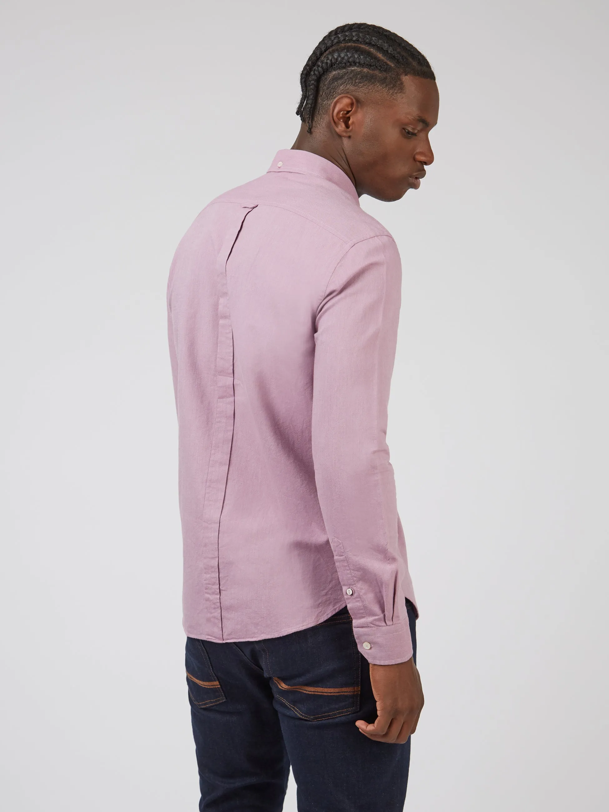 Signature Organic Long-Sleeve Oxford Shirt - Grape sold by Ben Sherman product image thumbnail 4