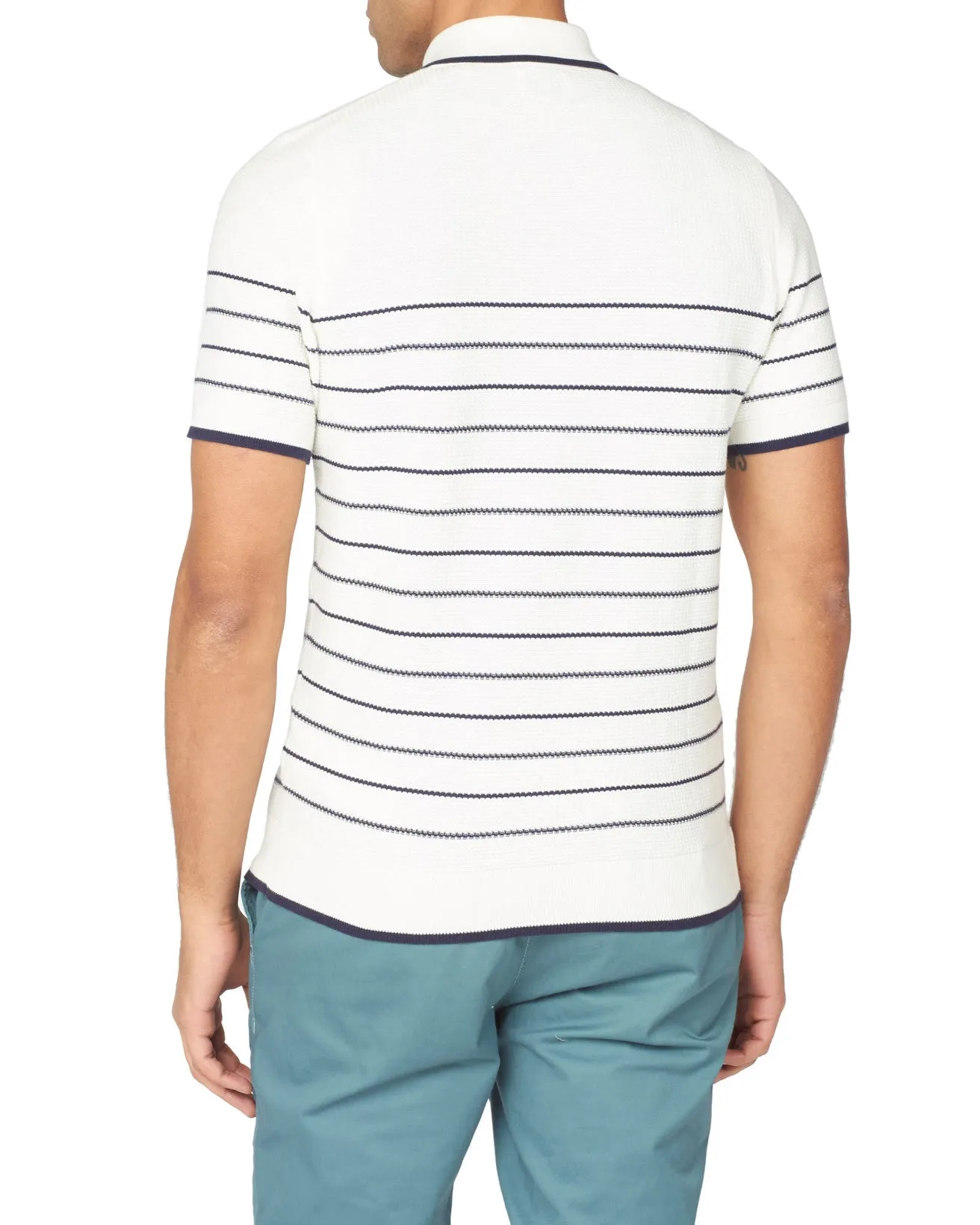 B by Ben Sherman Textured Stripe Polo - Ivory sold by Ben Sherman product image thumbnail 2
