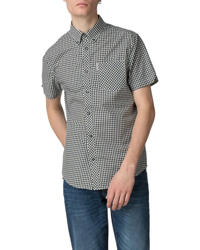 Short-Sleeve Gingham Shirt - Jet Black sold by Ben Sherman