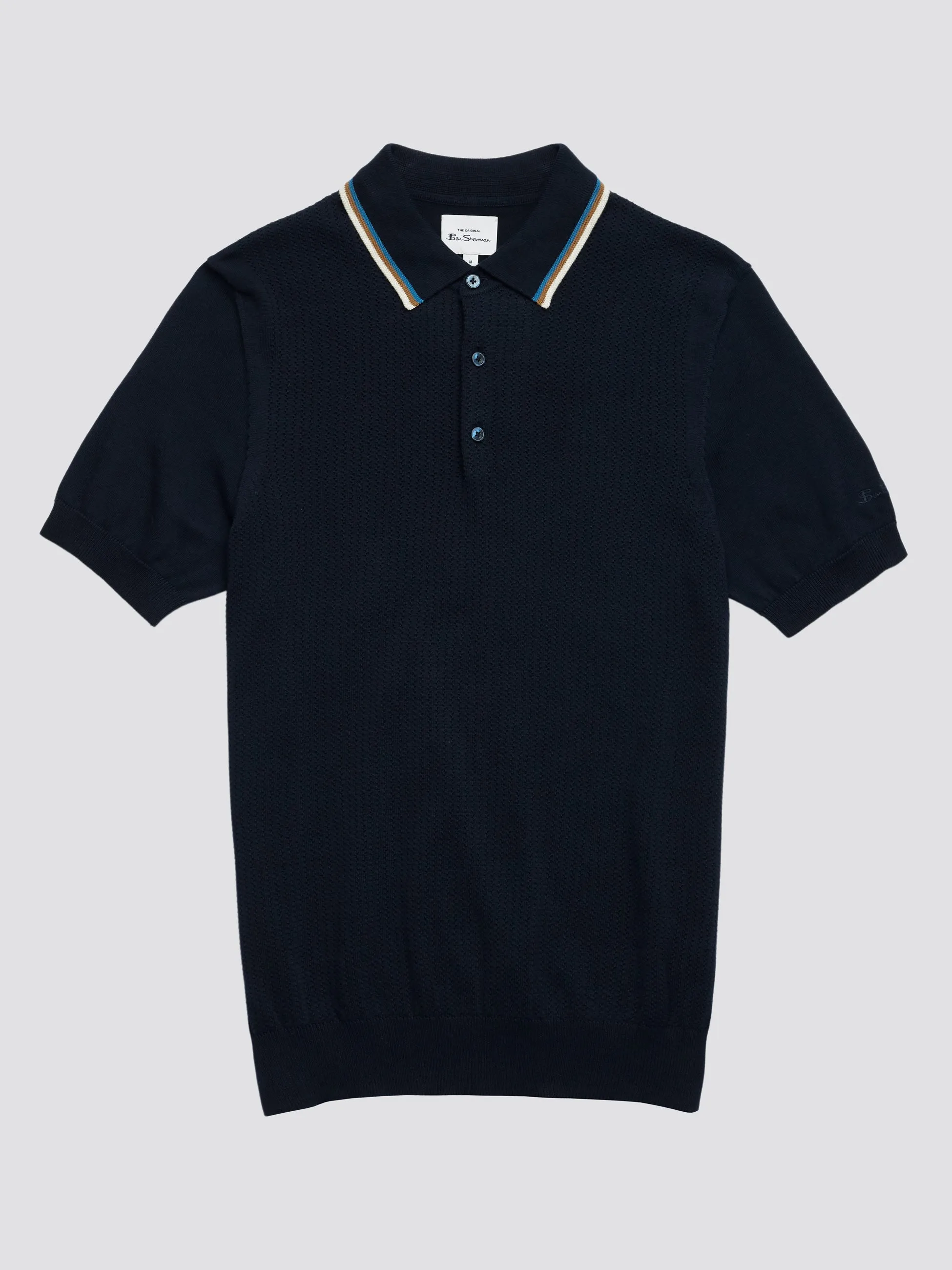 Textured Lightweight Knit Polo - Dark Navy sold by Ben Sherman product image thumbnail 5
