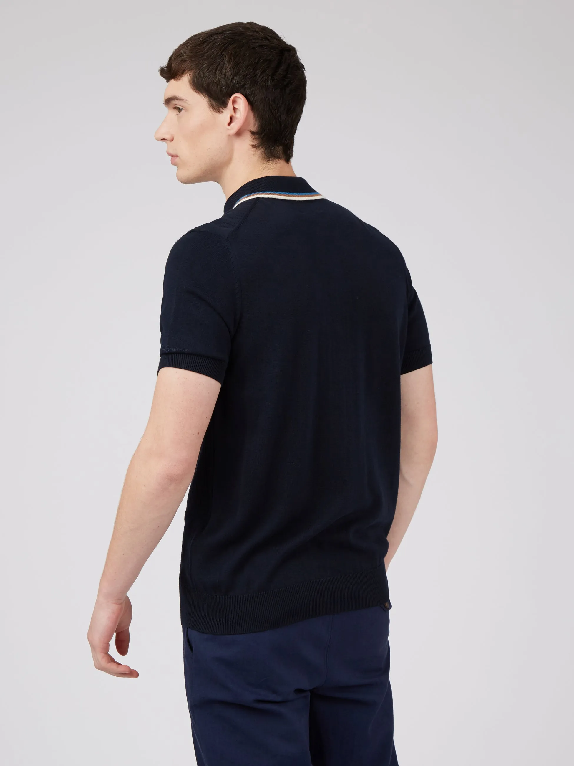 Textured Lightweight Knit Polo - Dark Navy sold by Ben Sherman product image thumbnail 3