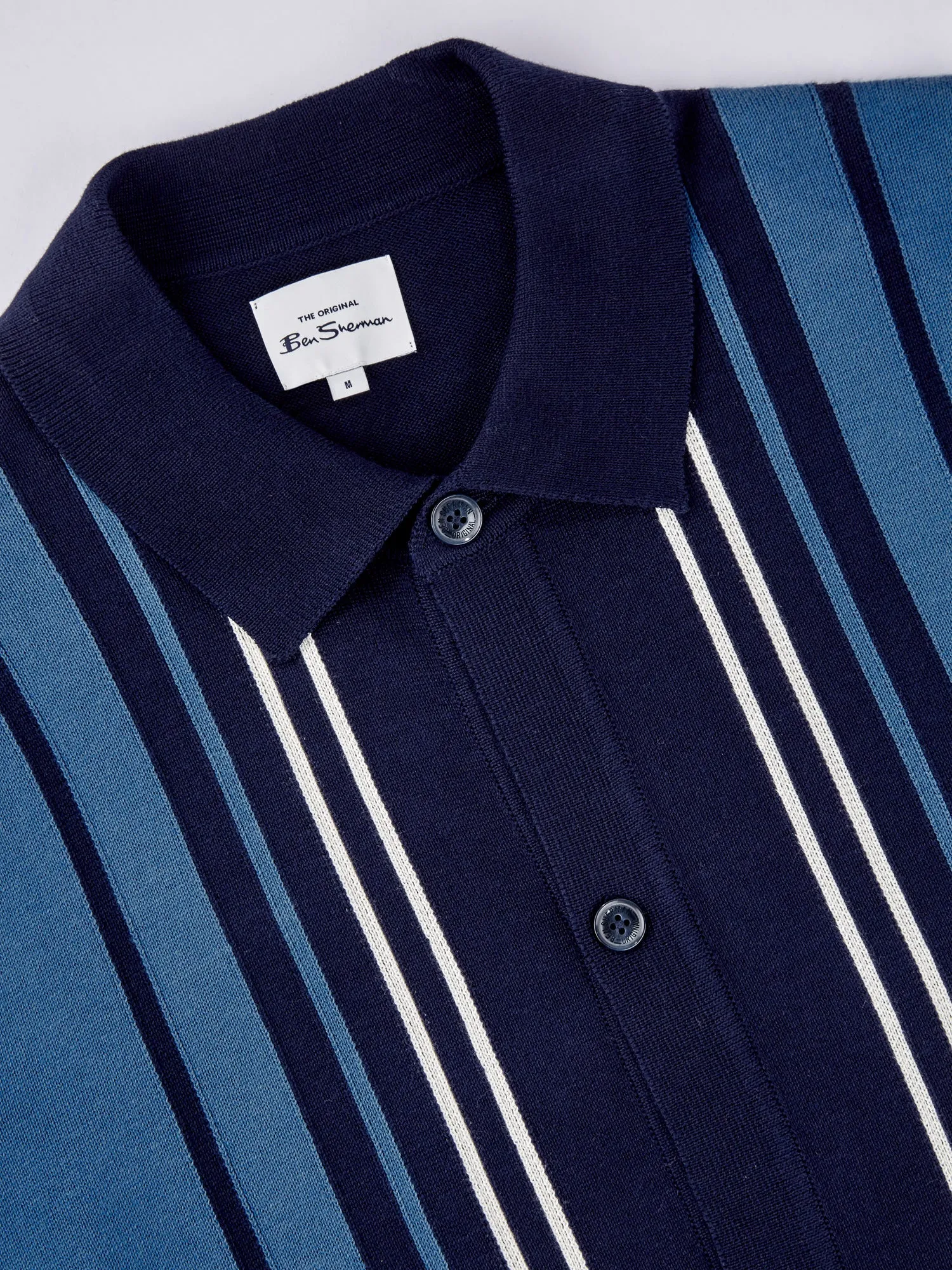 Iconic Vertical-Stripe Button-Through Mod Polo - Marine sold by Ben Sherman product image thumbnail 3
