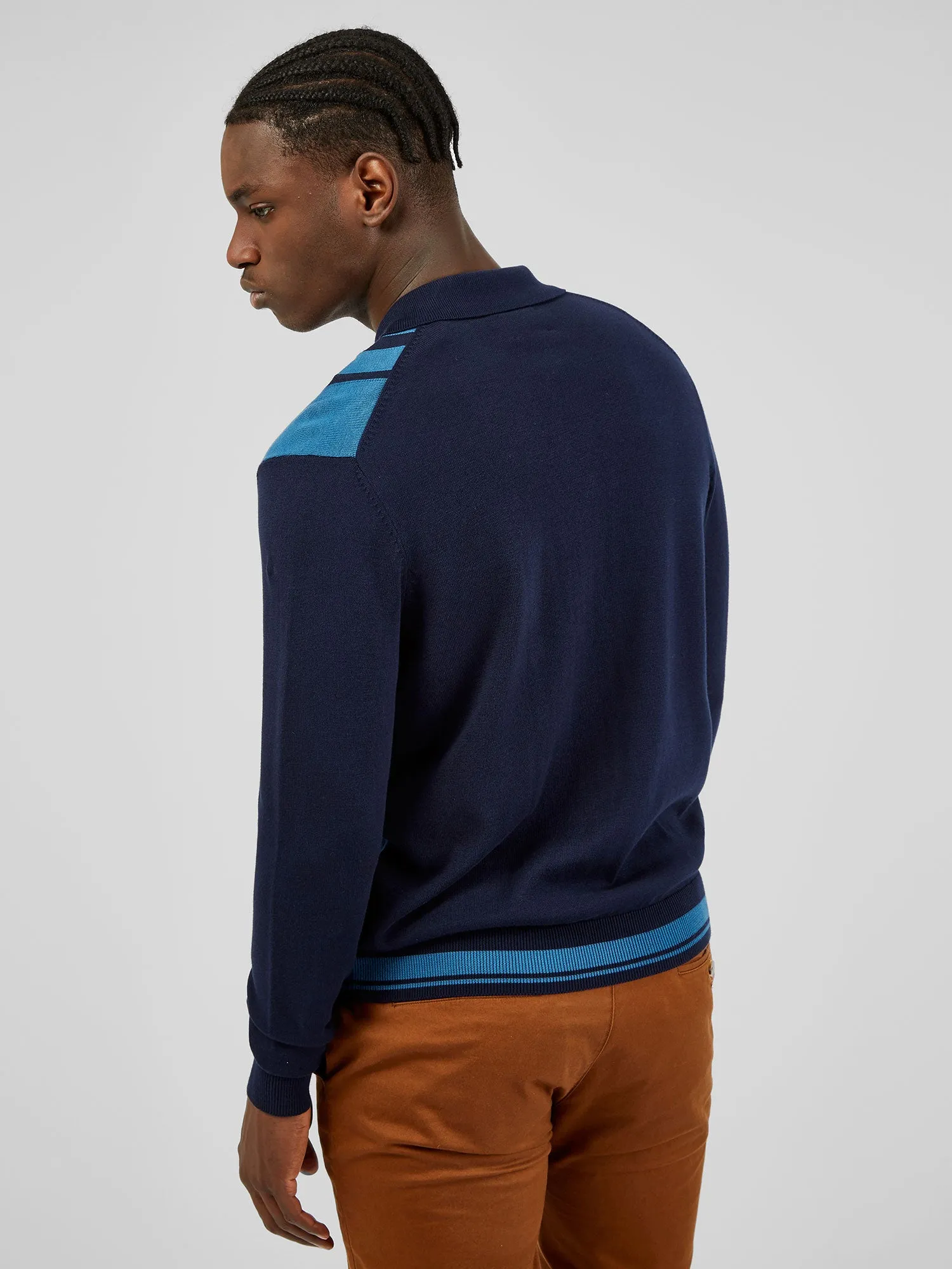 Iconic Vertical-Stripe Button-Through Mod Polo - Marine sold by Ben Sherman product image thumbnail 2