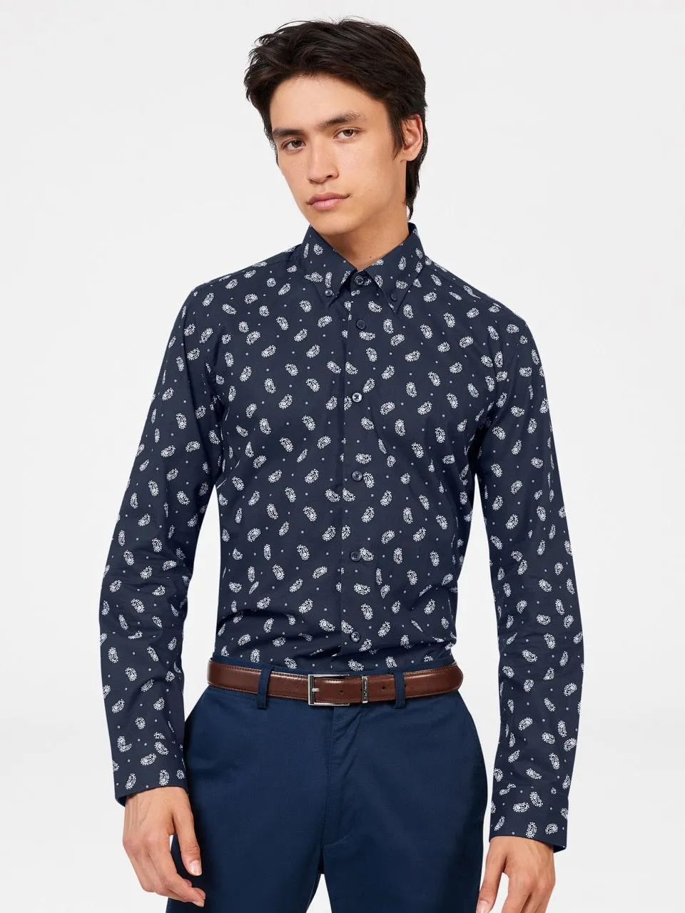 Micro Paisley Print Shirt - Dark Navy sold by Ben Sherman product image thumbnail 2