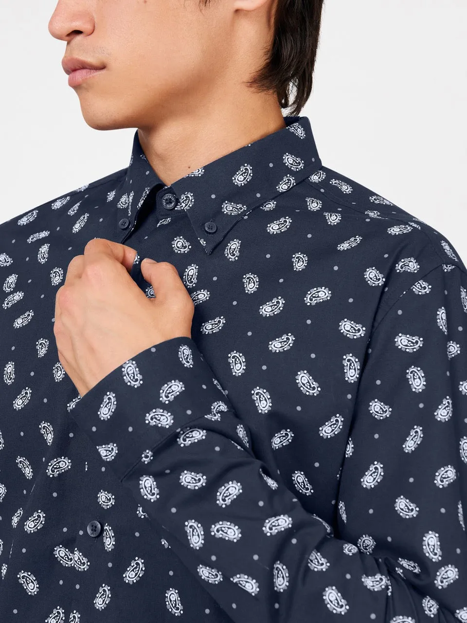 Micro Paisley Print Shirt - Dark Navy sold by Ben Sherman product image thumbnail 4