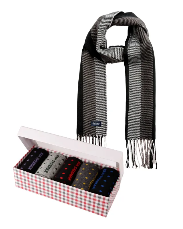 Gift with Purchase: Men's Socks (5-Pack) & Scarf Set - Colors May Vary sold by Ben Sherman