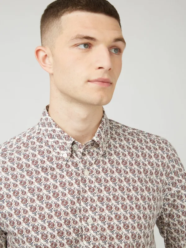 Mod Block Botanical Print Shirt made by Ben Sherman