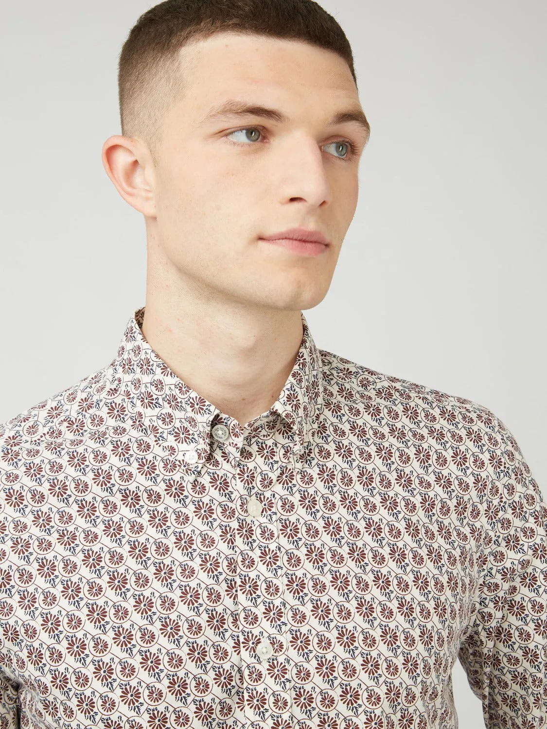 Mod Block Botanical Print Shirt sold by Ben Sherman
