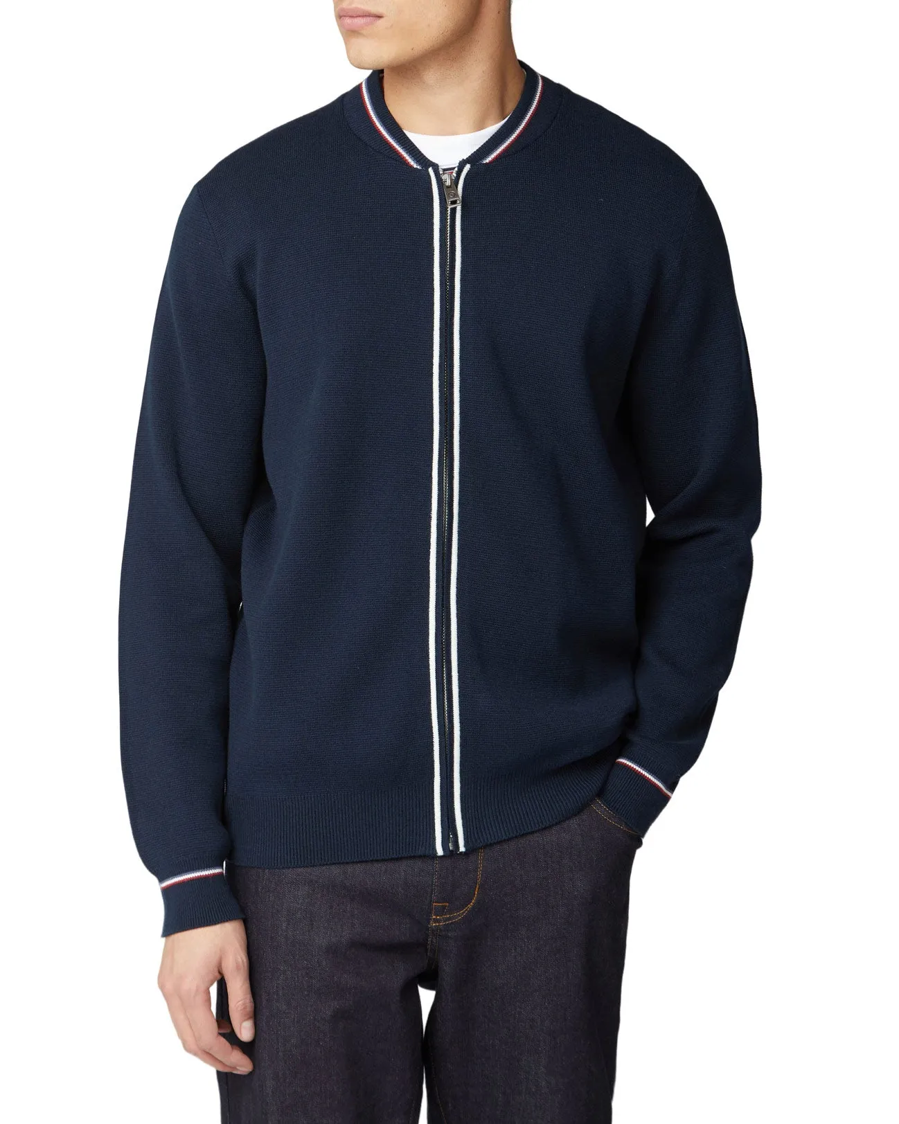 Zip-Through Knit Bomber Jacket - Dark Navy sold by Ben Sherman