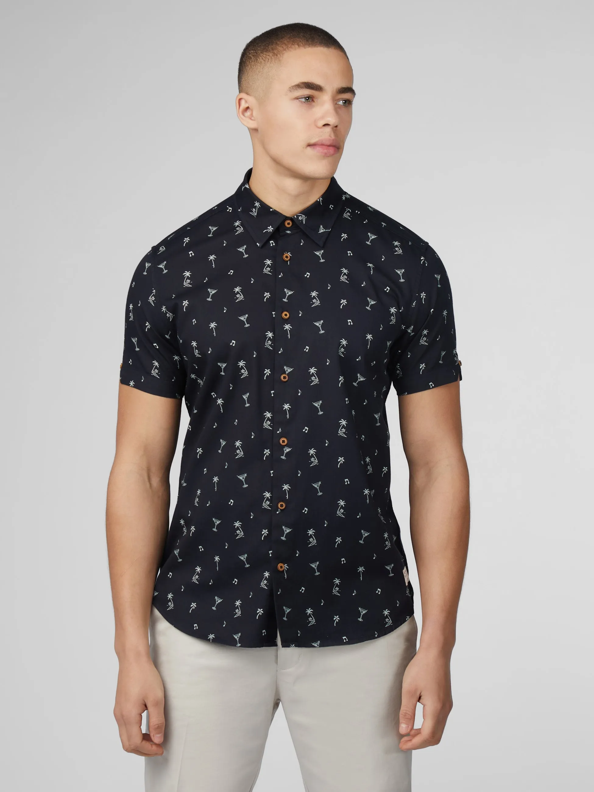 Scattered Print Shirt - Black sold by Ben Sherman