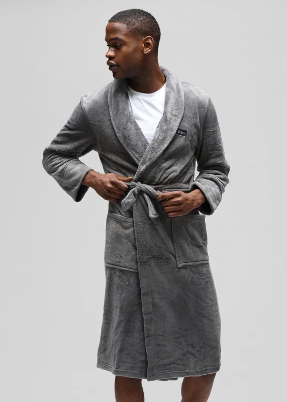 Randol Fleece Knit Robe - Charcoal sold by Ben Sherman
