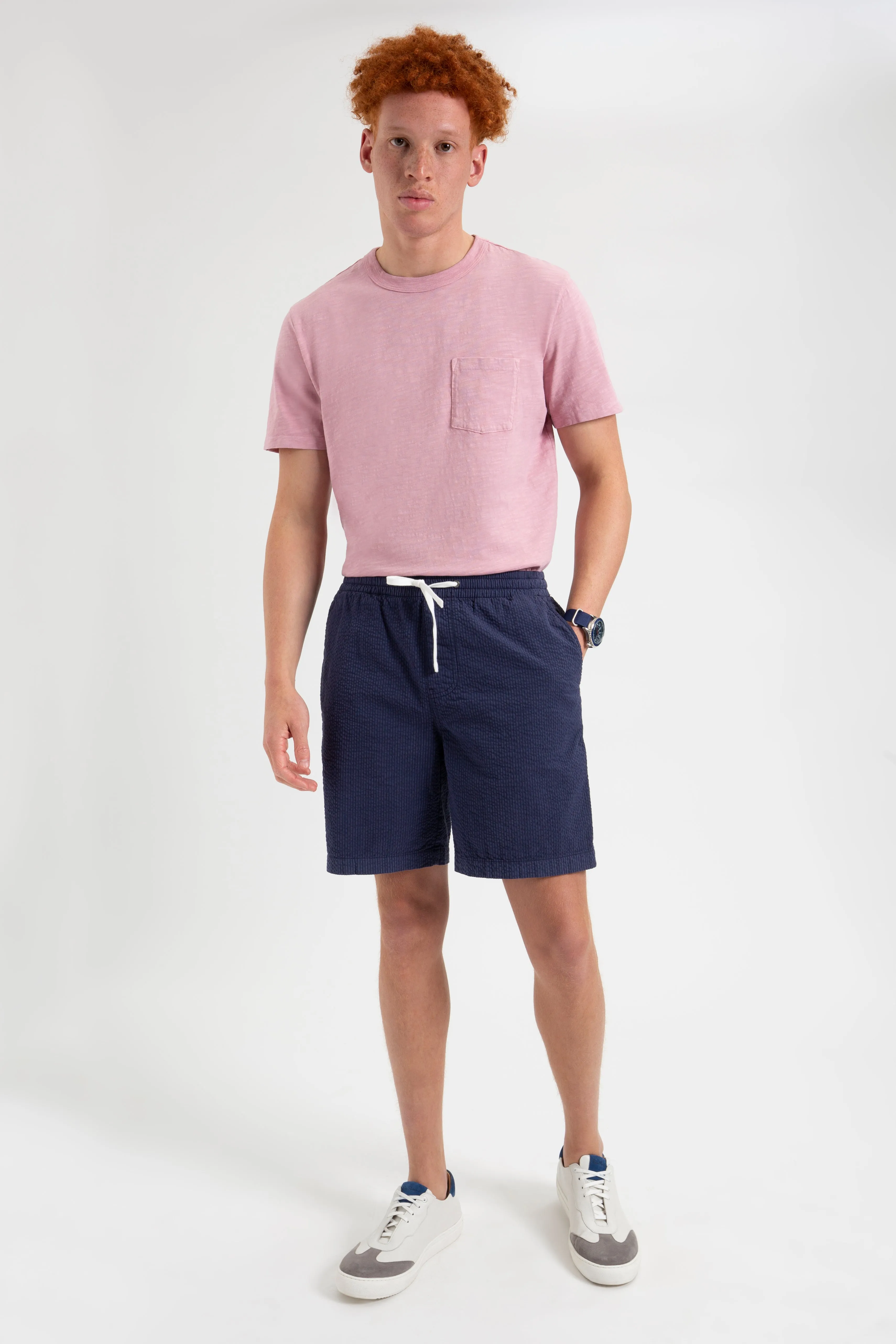 Seersucker Slim Fit Bengal Stripe Short - Navy sold by Ben Sherman product image thumbnail 3