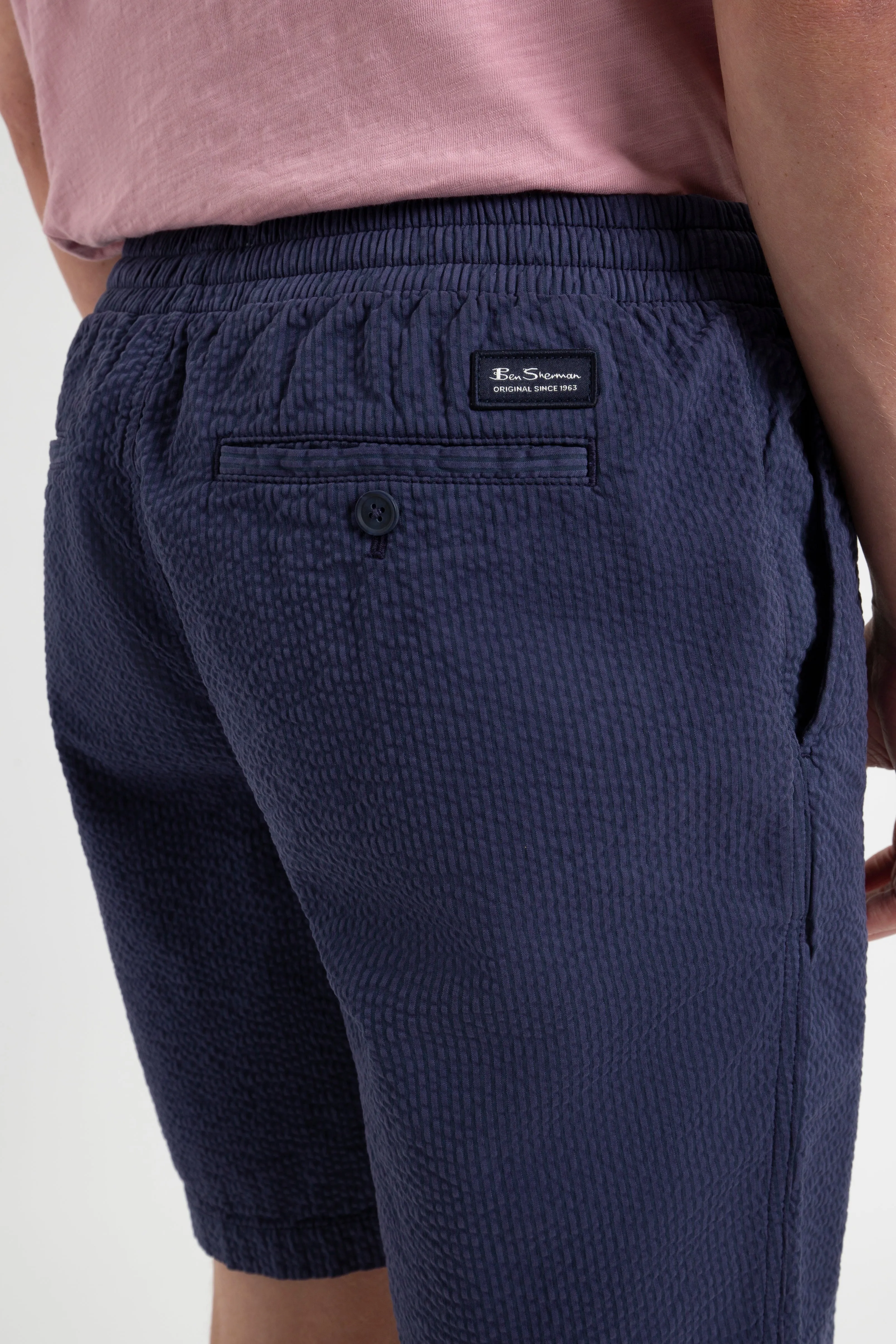 Seersucker Slim Fit Bengal Stripe Short - Navy sold by Ben Sherman product image thumbnail 5