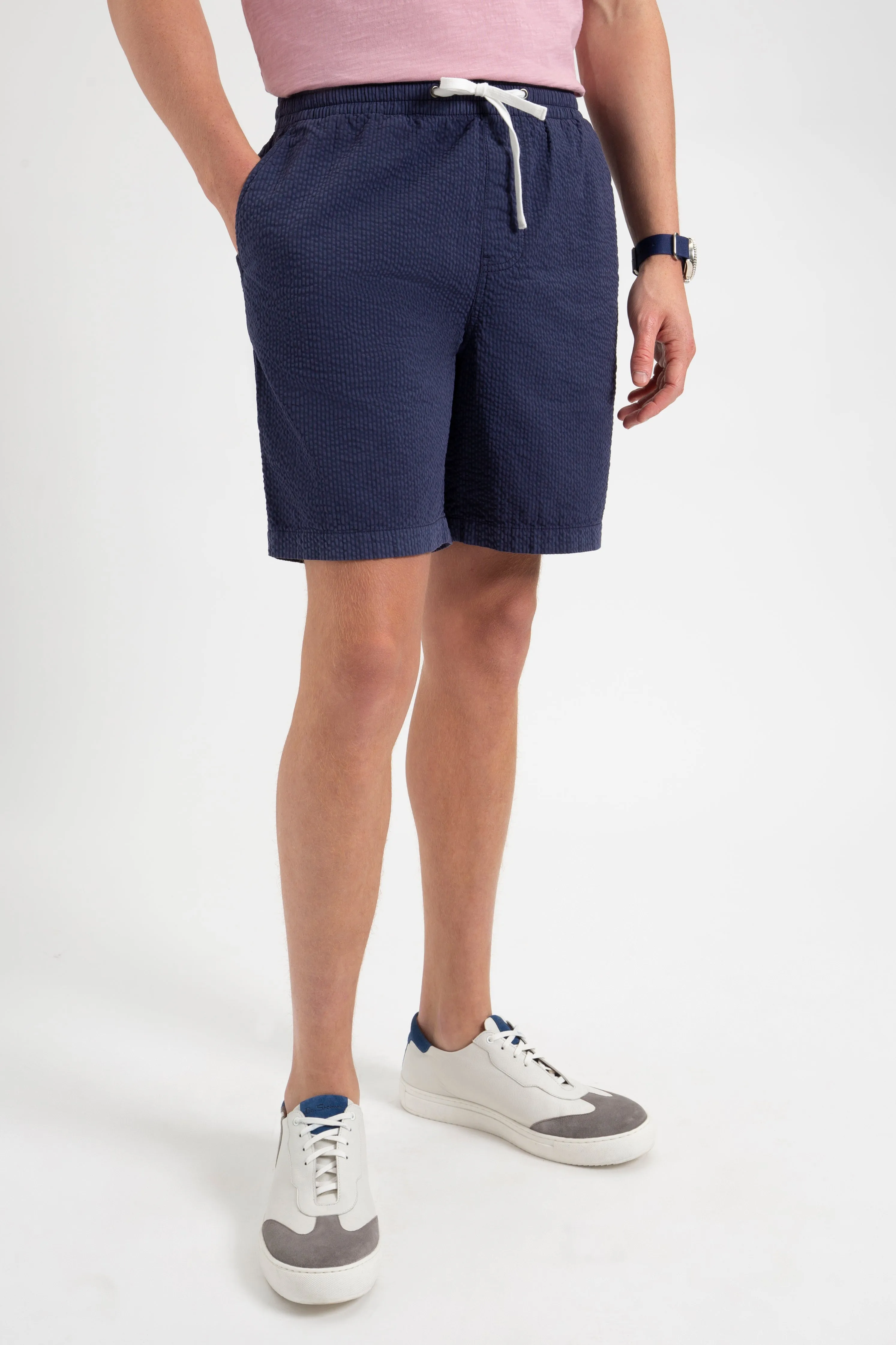 Seersucker Slim Fit Bengal Stripe Short - Navy sold by Ben Sherman product image thumbnail 2
