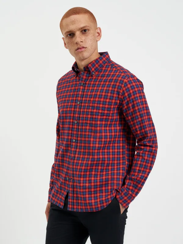 House Tartan Twill Shirt - Red sold by Ben Sherman