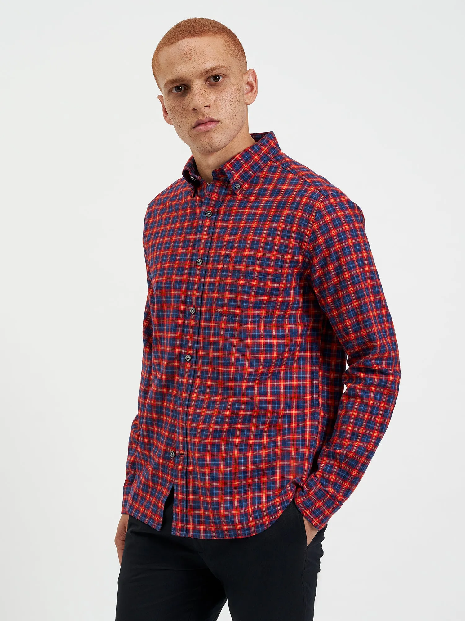 House Tartan Twill Shirt - Red sold by Ben Sherman