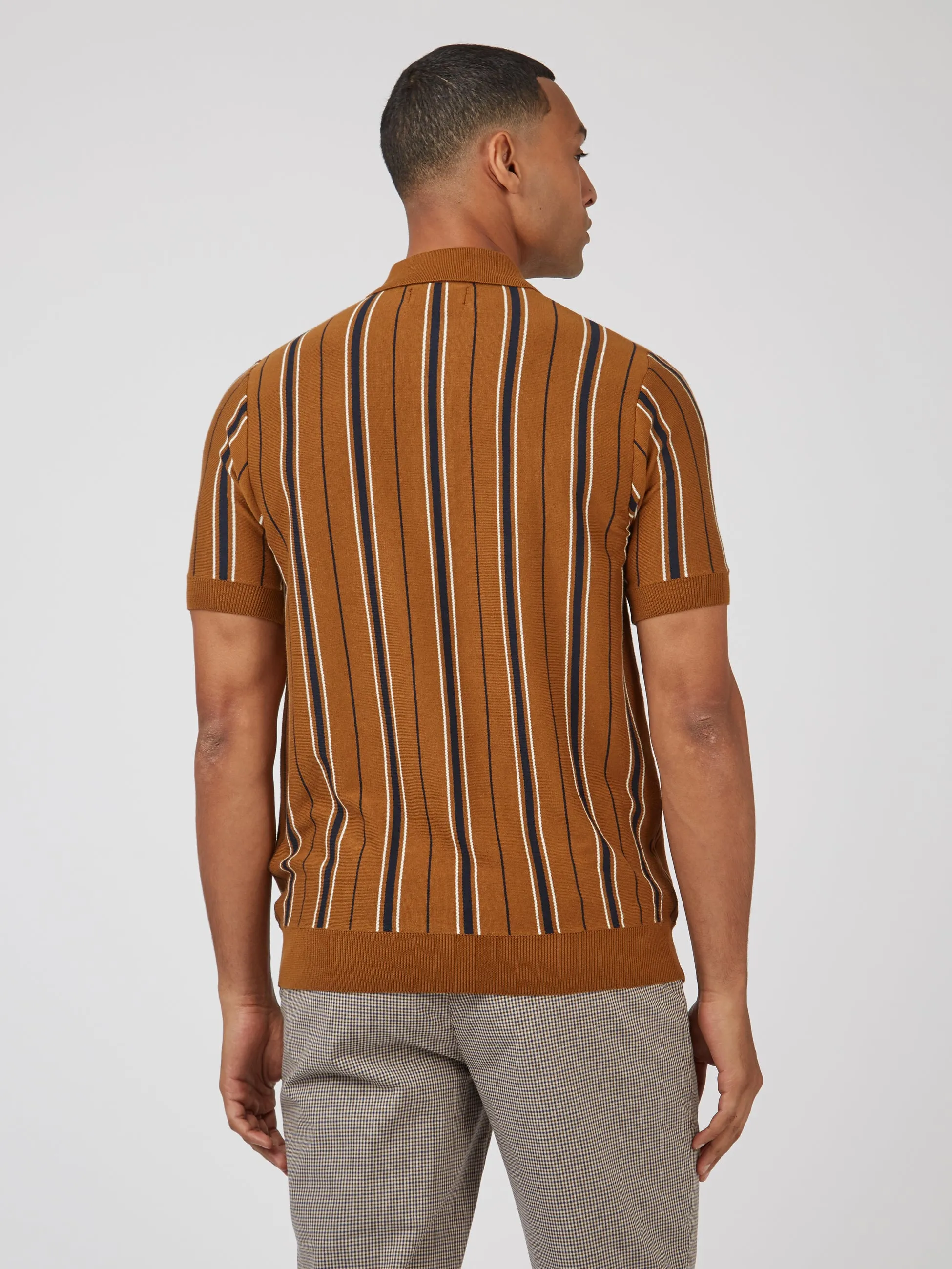B by Ben Sherman Striped Knit Polo - Ginger sold by Ben Sherman product image thumbnail 4