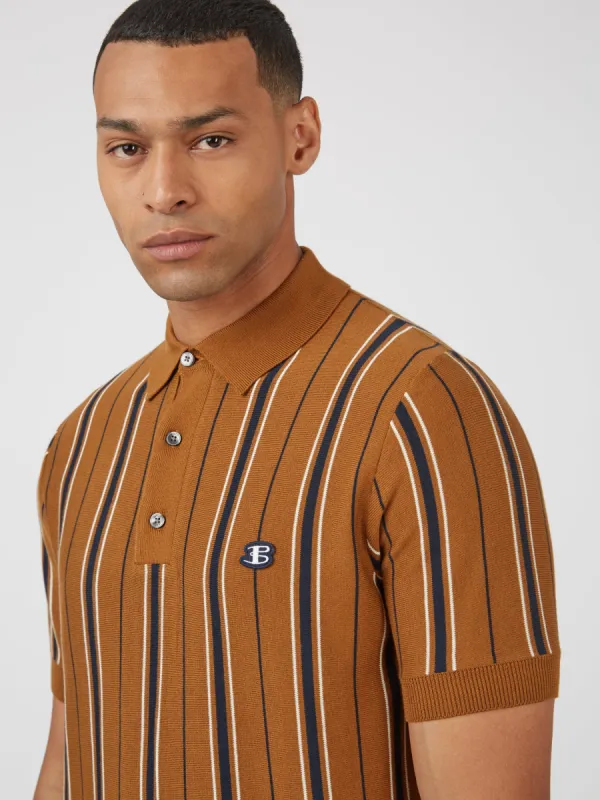 B by Ben Sherman Striped Knit Polo - Ginger sold by Ben Sherman