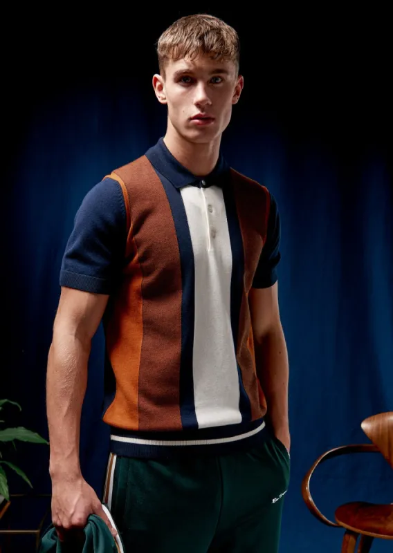Vertical Stripe Knit Polo - Dark Navy sold by Ben Sherman