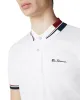 Stripe Collar Pique Polo - White sold by Ben Sherman
