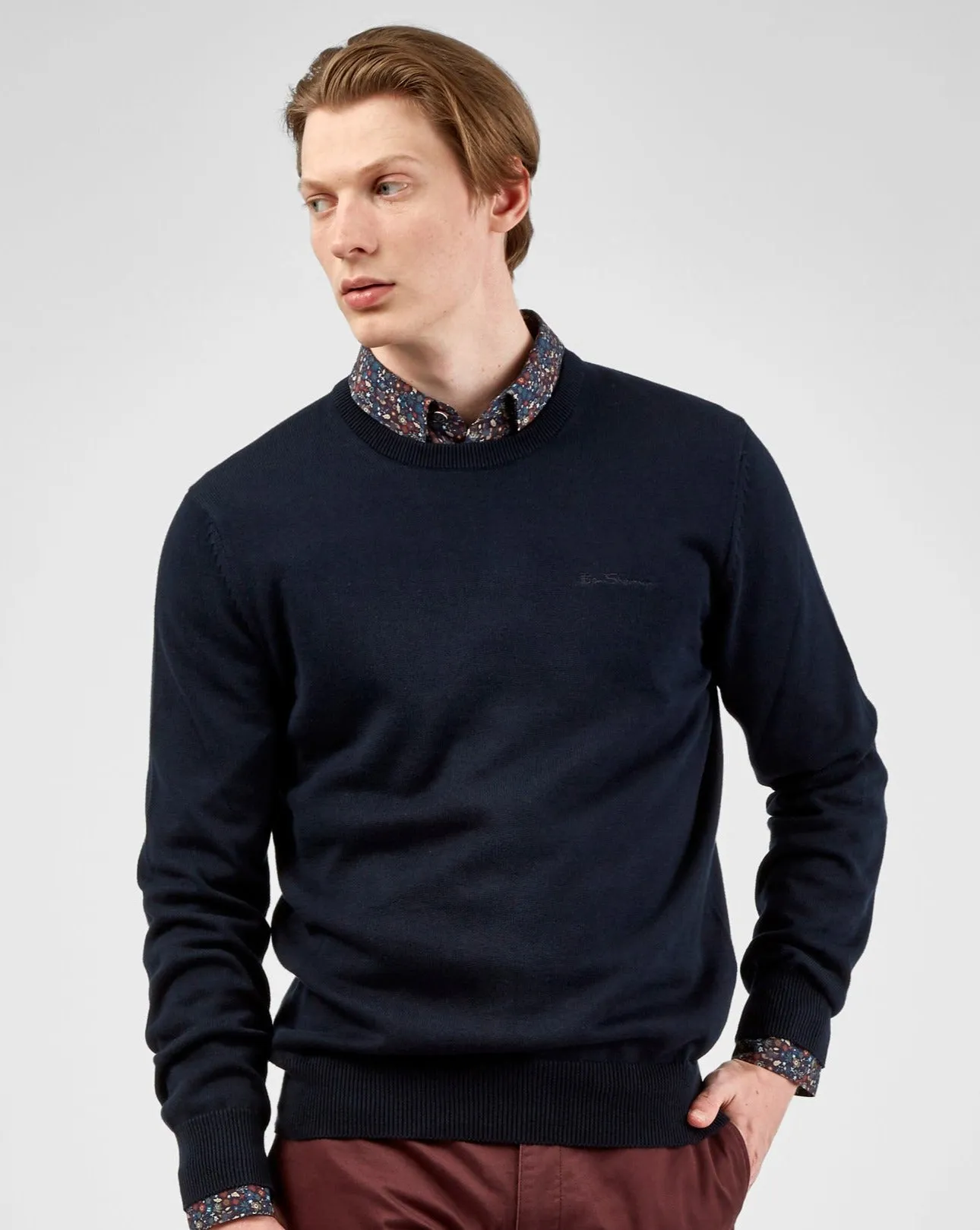 Signature Knit Crewneck Sweater - Dark Navy sold by Ben Sherman
