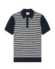 Short-Sleeve Jacquard Check Polo - Dark Navy sold by Ben Sherman