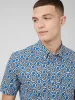 Retro Floral Print Short-Sleeve Shirt - Blue sold by Ben Sherman