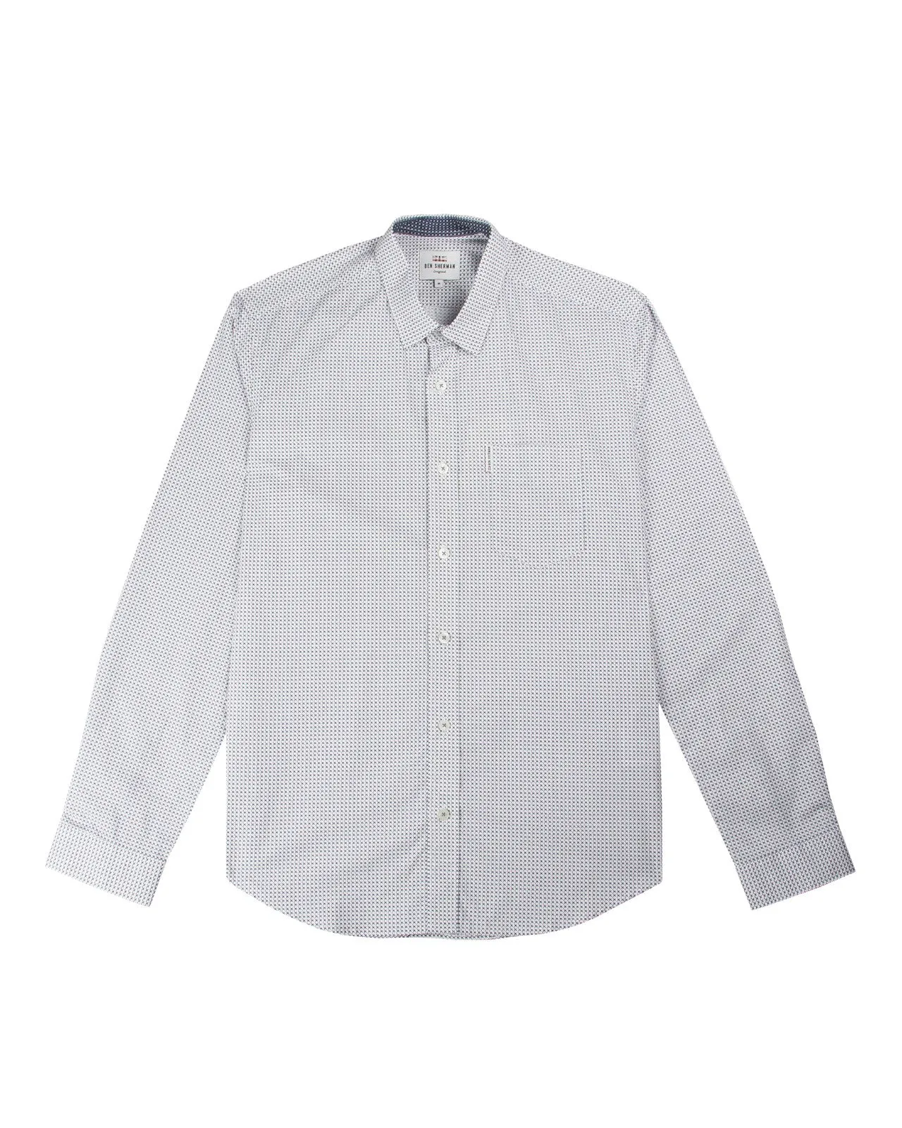 Long-Sleeve Retro Geo Print Shirt - Off White sold by Ben Sherman product image thumbnail 2