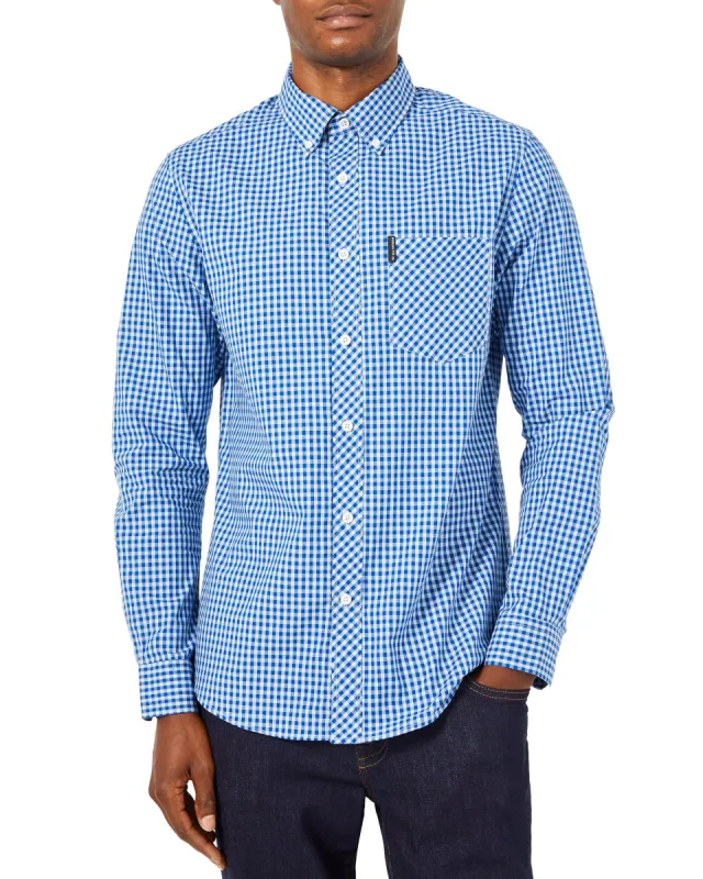 Long-Sleeve Gingham Shirt - Sky Blue sold by Ben Sherman