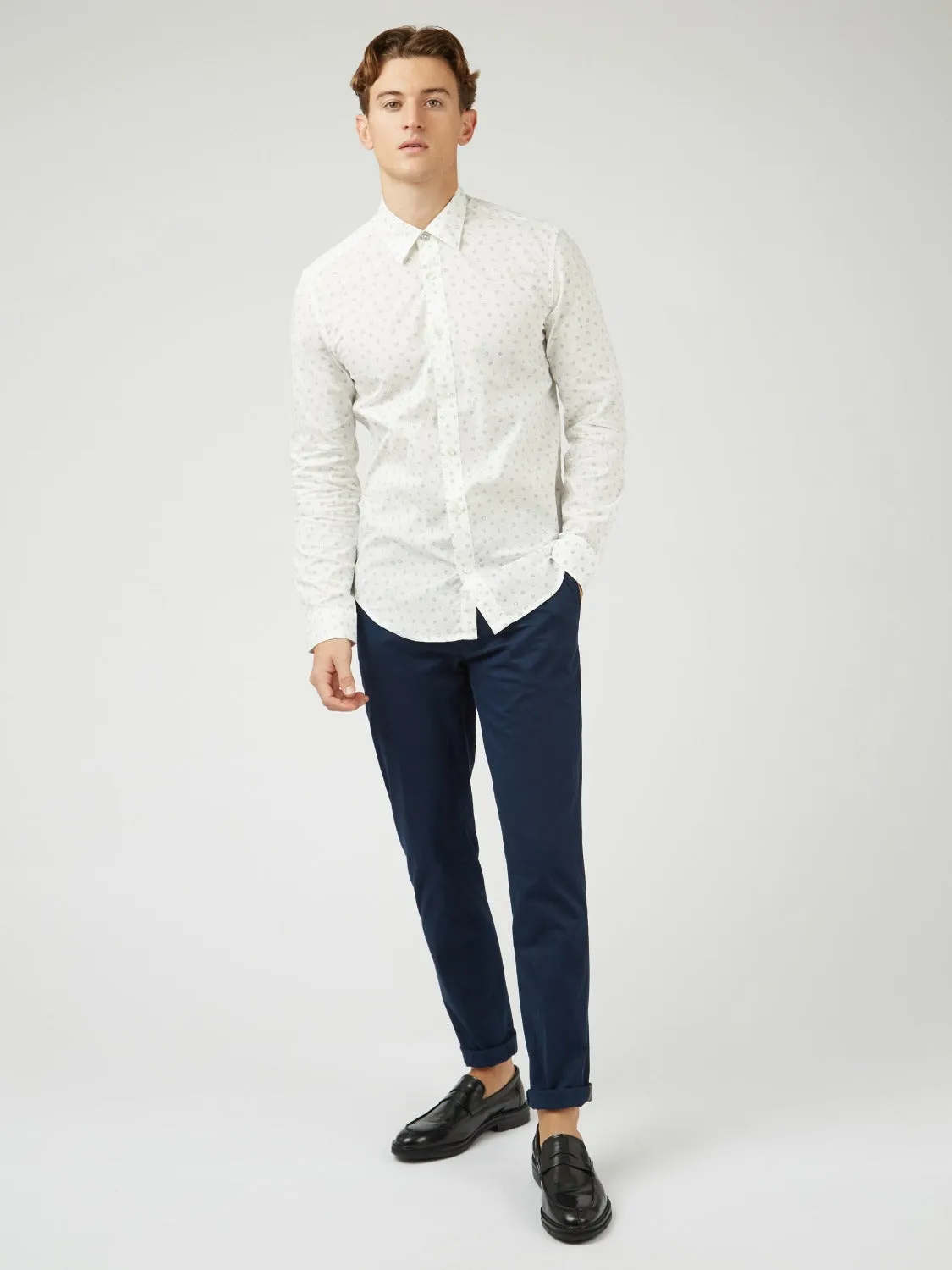 Scattered Spot Print Long-Sleeve Shirt - Ivory sold by Ben Sherman product image thumbnail 4