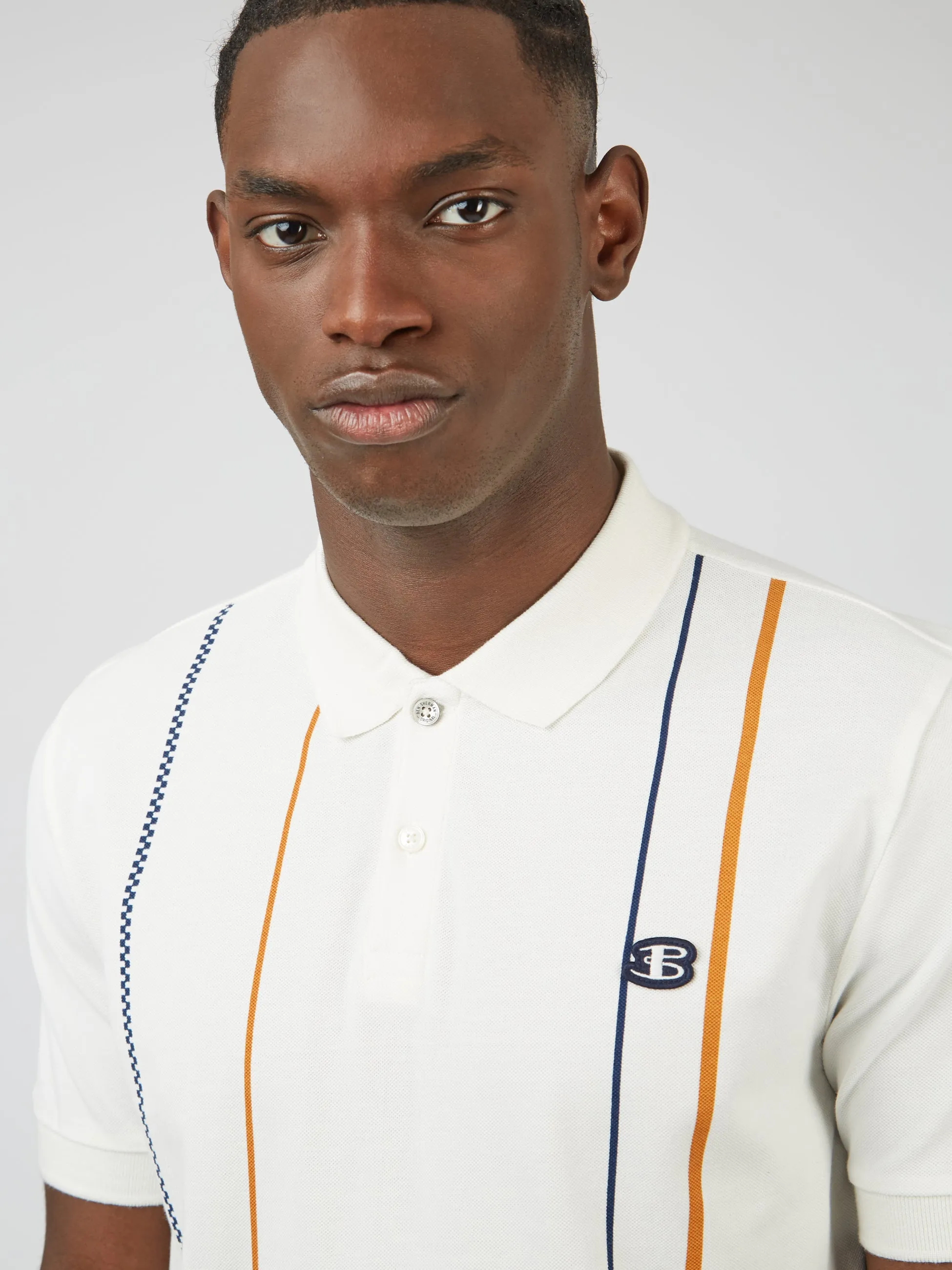B by Ben Sherman Organic Stripe Polo - Snow White sold by Ben Sherman product image thumbnail 3