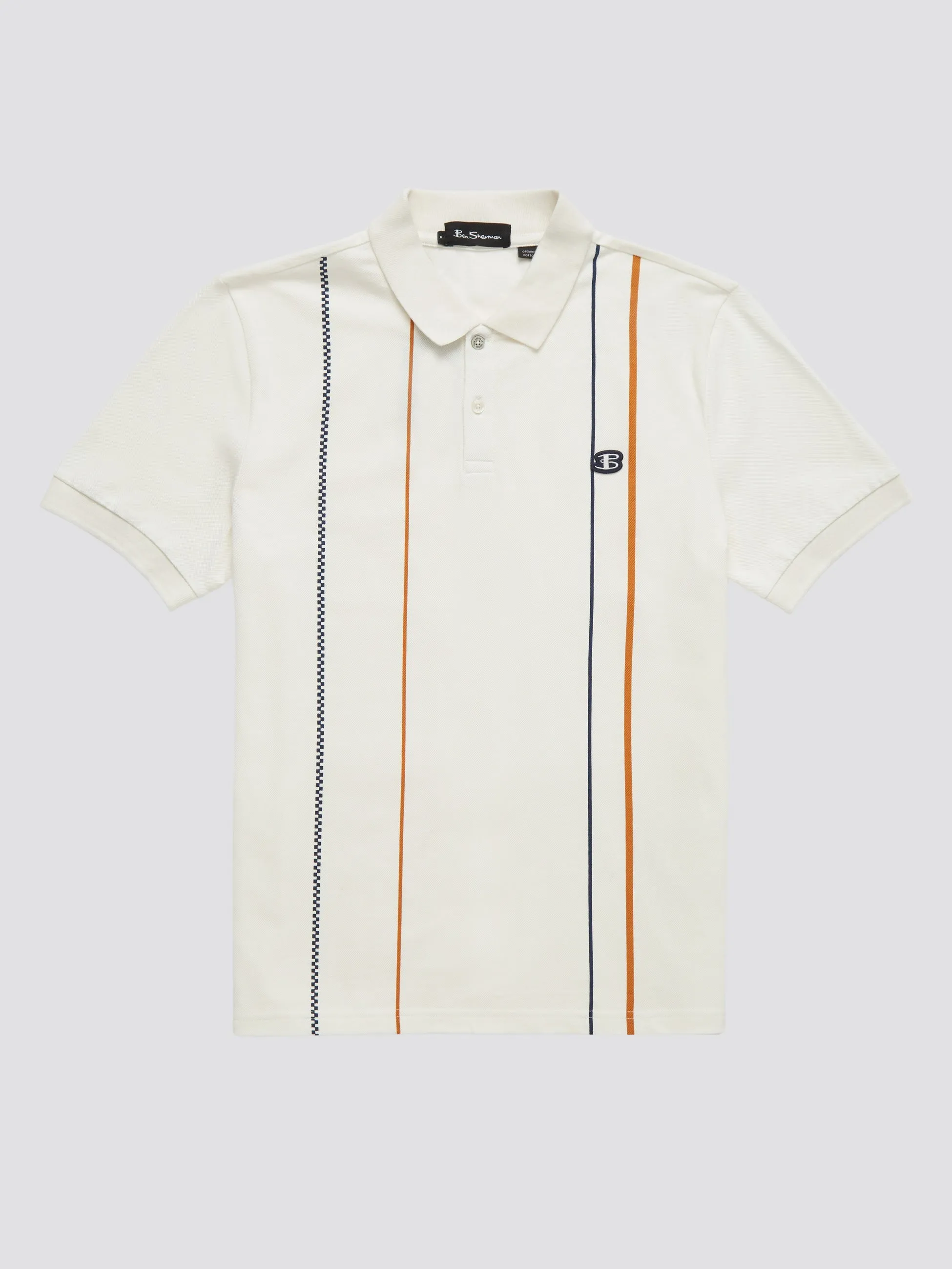 B by Ben Sherman Organic Stripe Polo - Snow White sold by Ben Sherman product image thumbnail 4
