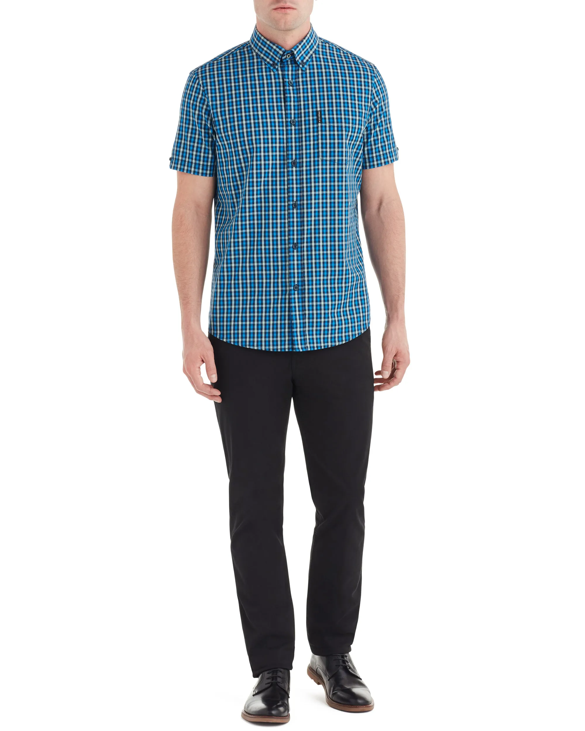 Short-Sleeve House Gingham Shirt - Marine sold by Ben Sherman product image thumbnail 3