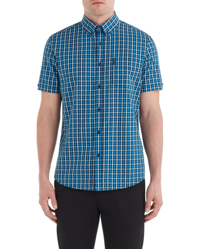Short-Sleeve House Gingham Shirt - Marine sold by Ben Sherman