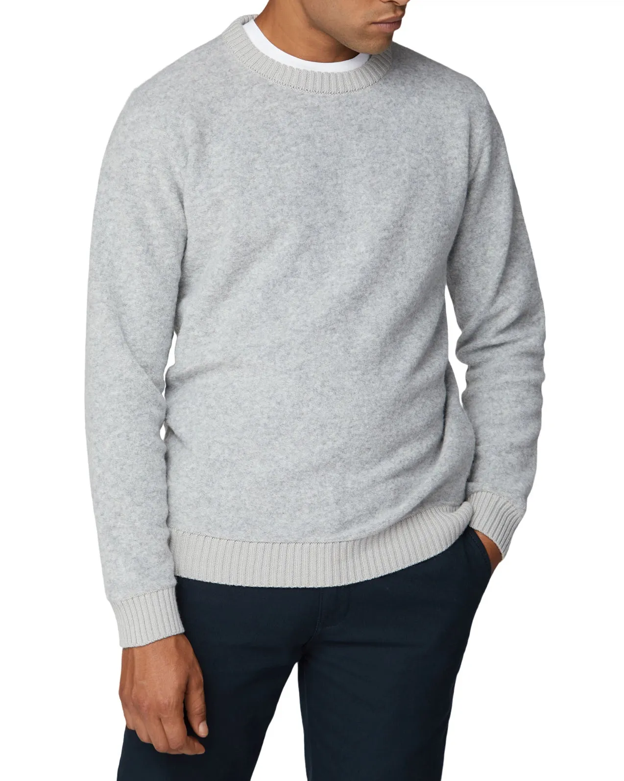 Boucle Knit Crewneck Sweater - Grey sold by Ben Sherman