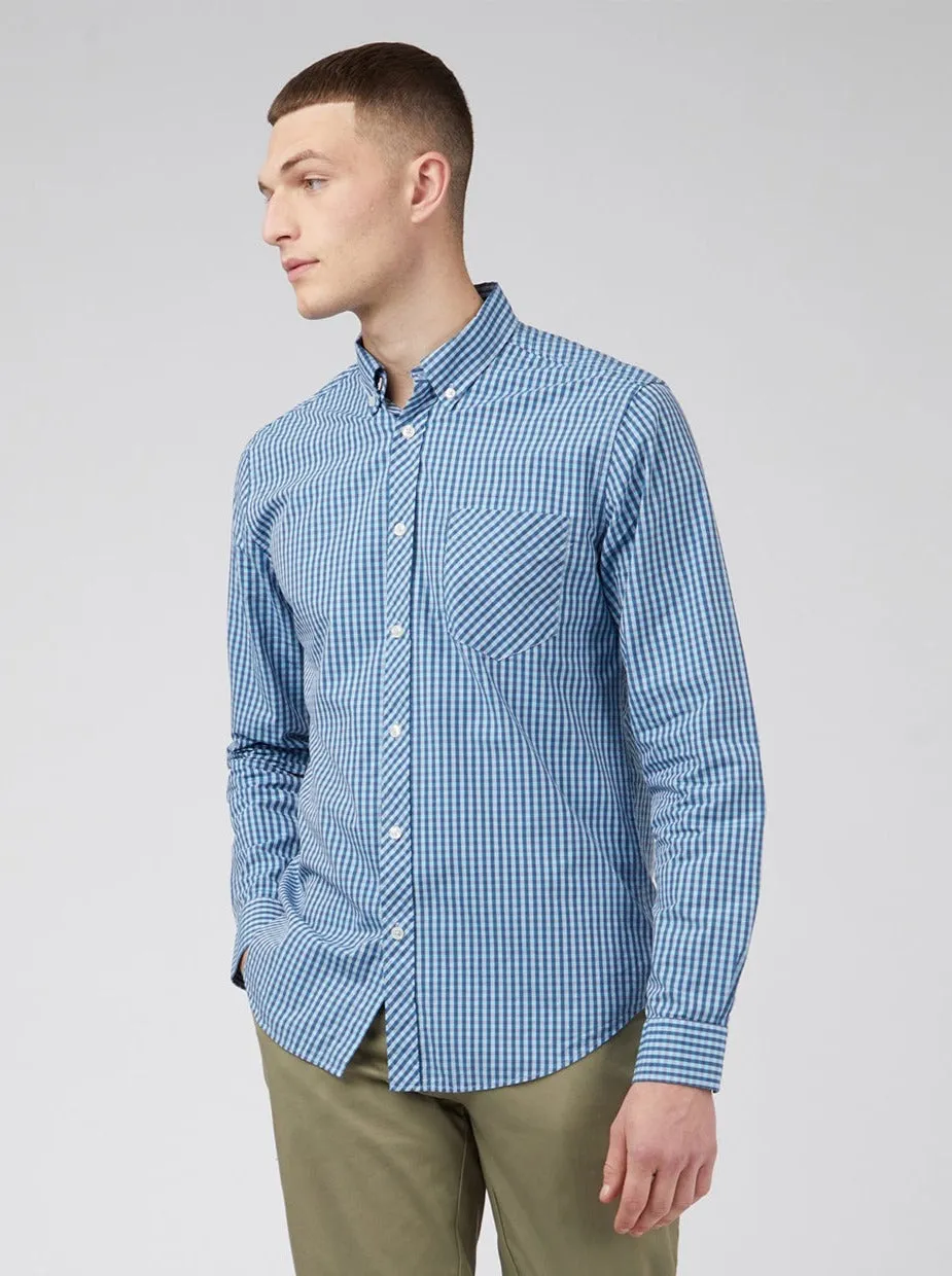Signature Gingham Long-Sleeve Shirt - Blue Denim sold by Ben Sherman product image thumbnail 3