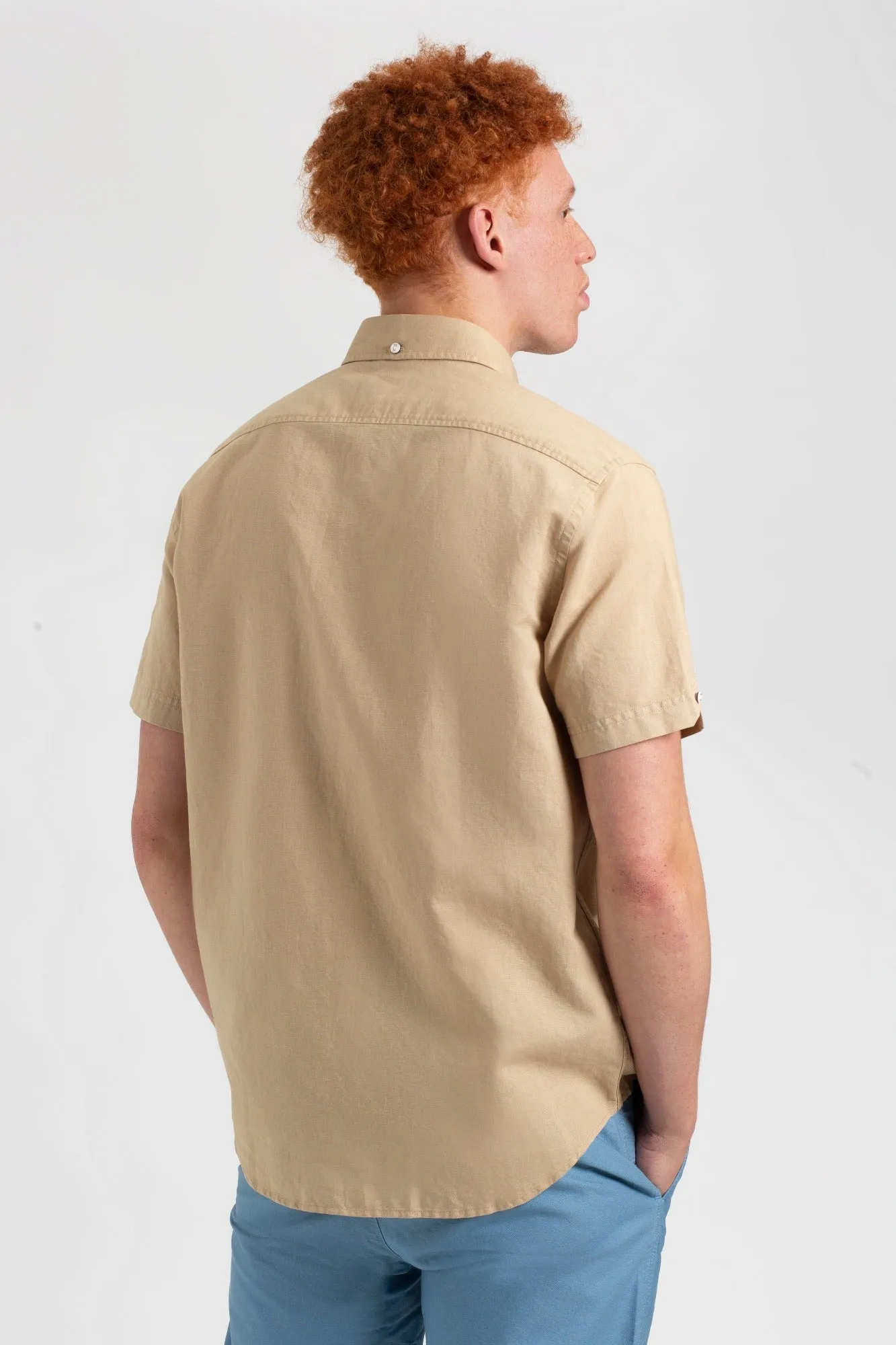 Garment Dye Linen Shirt - Sand sold by Ben Sherman product image thumbnail 4