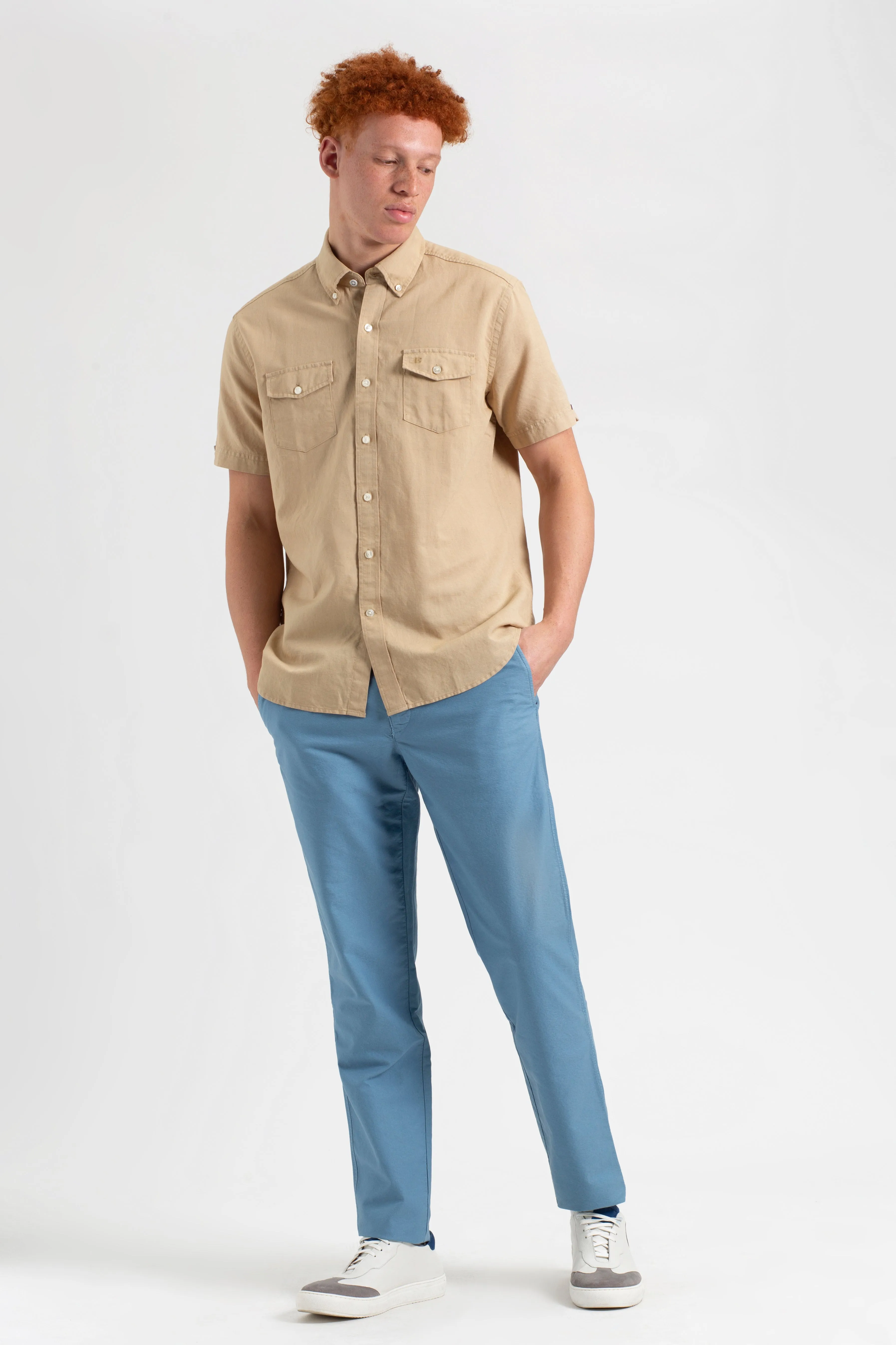 Garment Dye Linen Shirt - Sand sold by Ben Sherman product image thumbnail 5