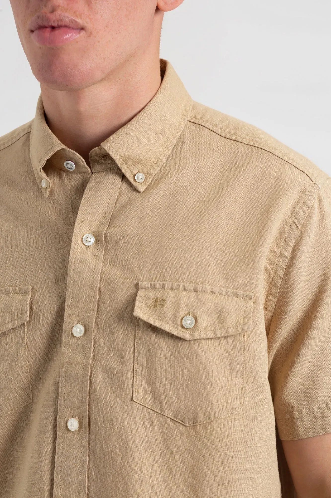 Garment Dye Linen Shirt - Sand sold by Ben Sherman product image thumbnail 3