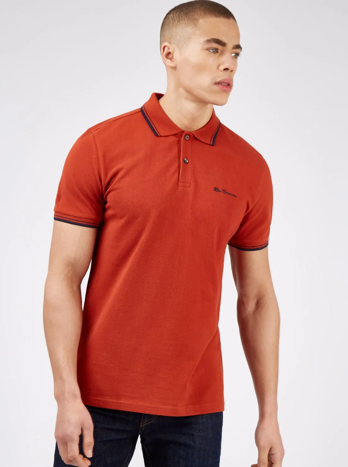 Signature Organic Cotton Polo - Cinnamon sold by Ben Sherman product image thumbnail 4