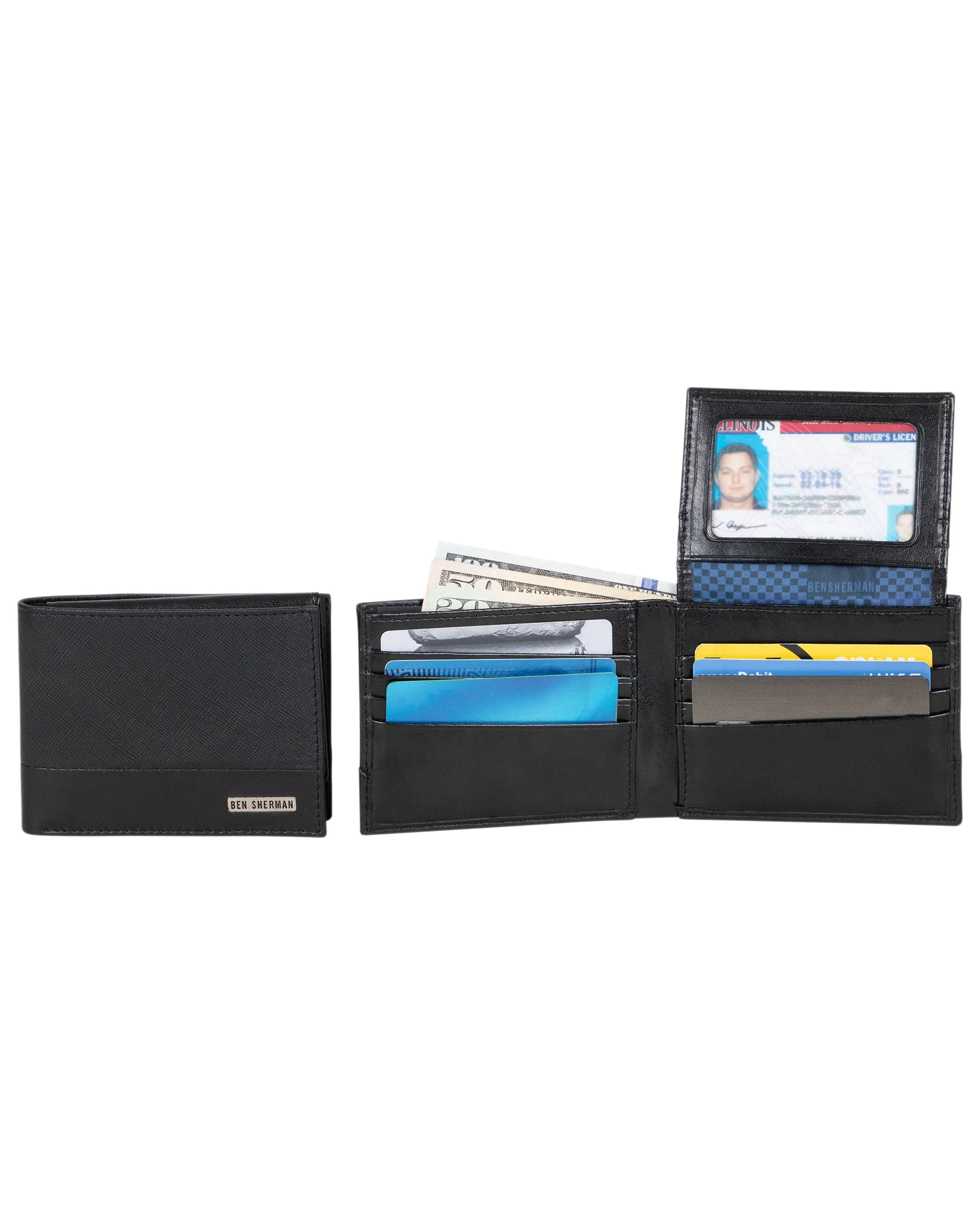 Shadwell Full Grain Bambino/Fabrino Leather Passcase - Black sold by Ben Sherman product image thumbnail 2