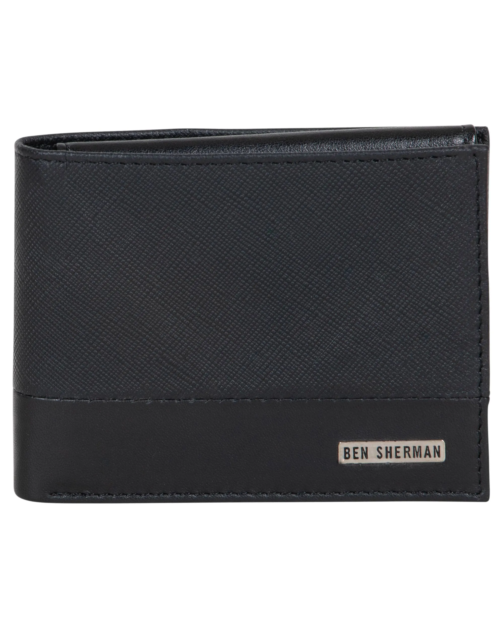 Shadwell Full Grain Bambino/Fabrino Leather Passcase - Black sold by Ben Sherman