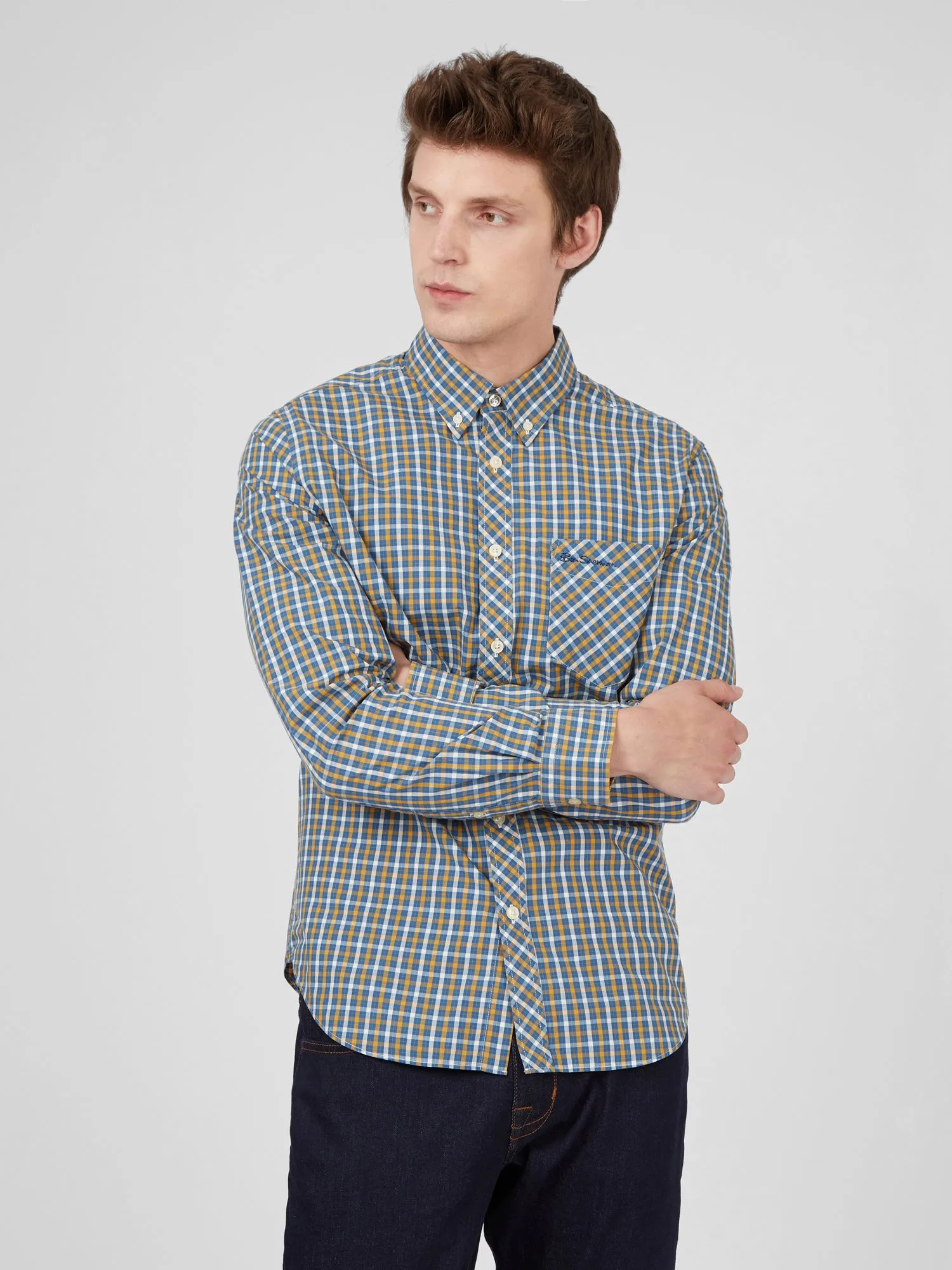 Signature Long-Sleeve House Check Shirt - Lake sold by Ben Sherman product image thumbnail 2