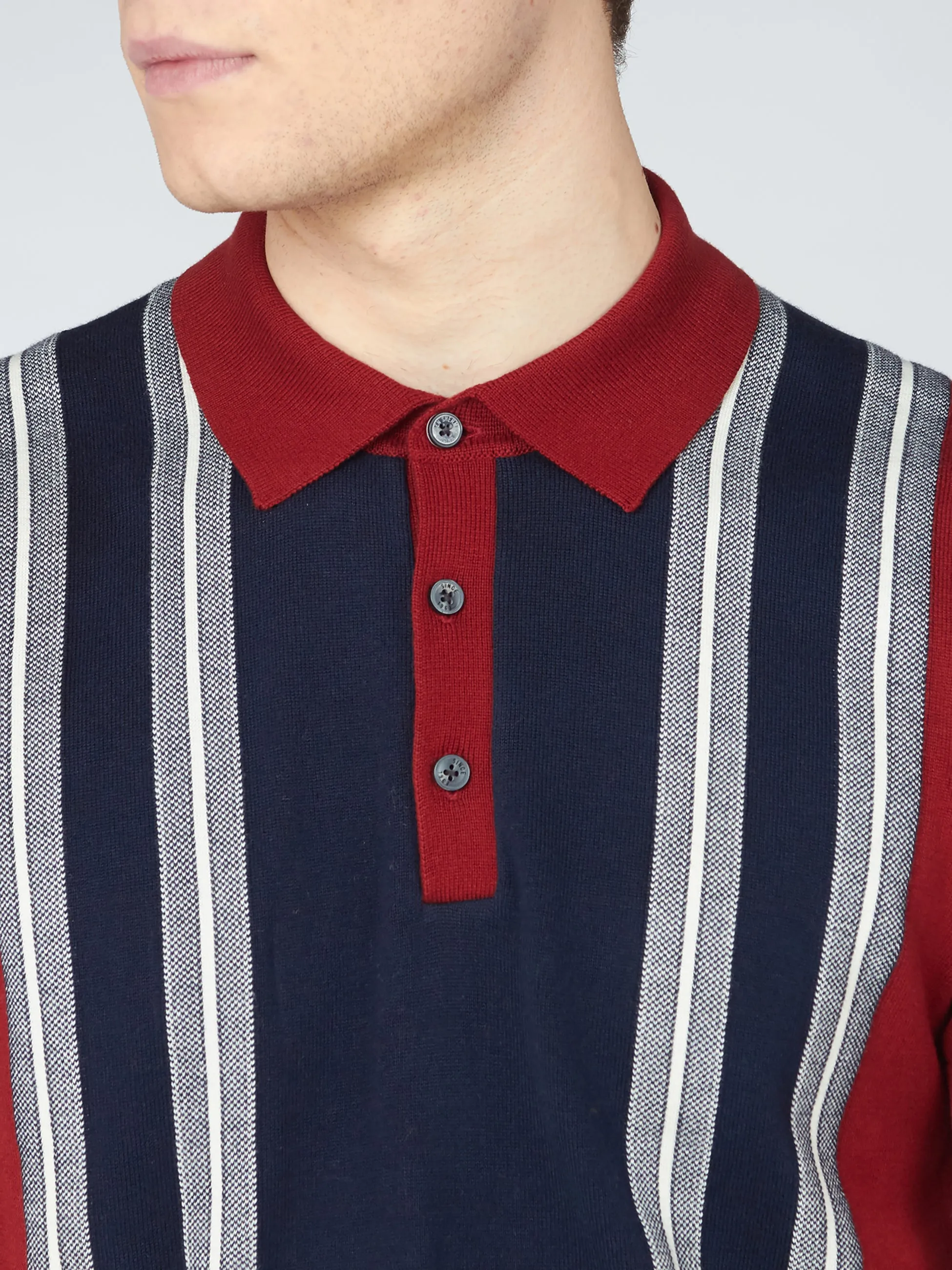 Iconic Vertical Textured Stripe Mod Knit Polo - Red sold by Ben Sherman product image thumbnail 5