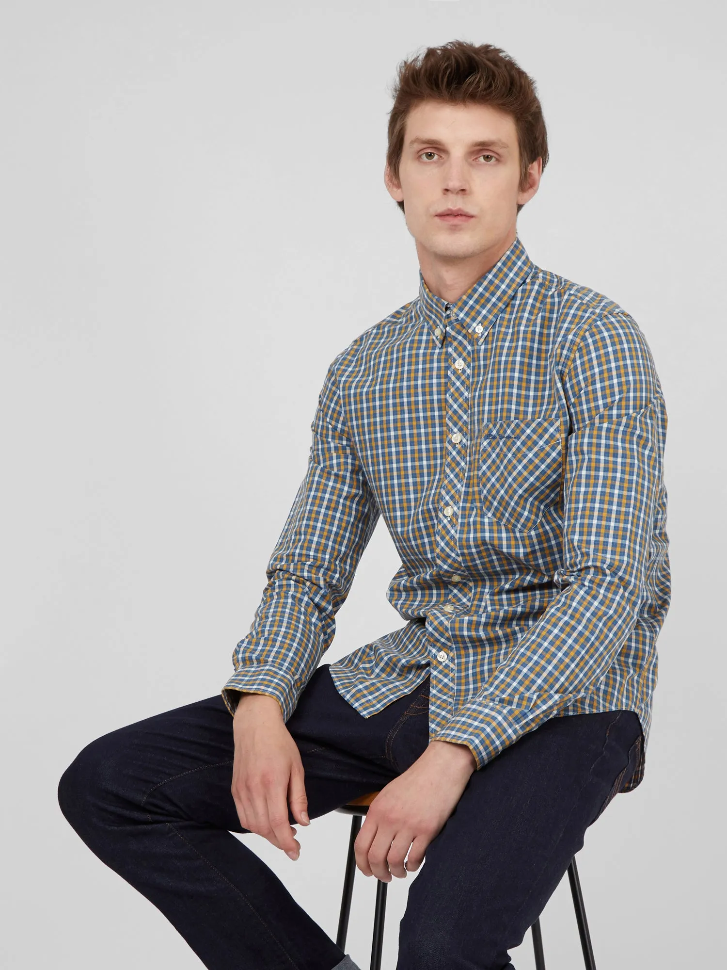 Signature Long-Sleeve House Check Shirt - Lake sold by Ben Sherman product image thumbnail 3