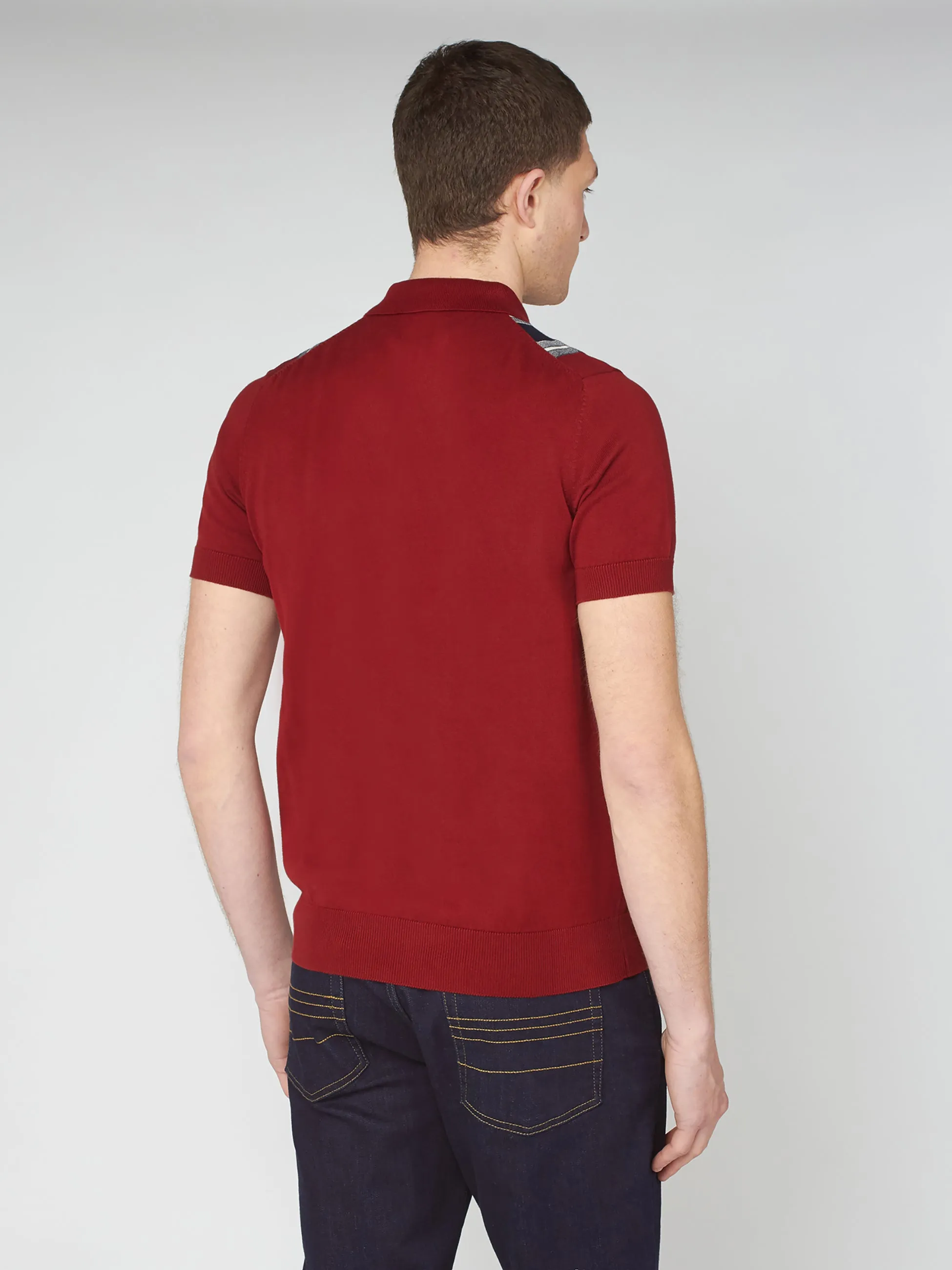 Iconic Vertical Textured Stripe Mod Knit Polo - Red sold by Ben Sherman product image thumbnail 4