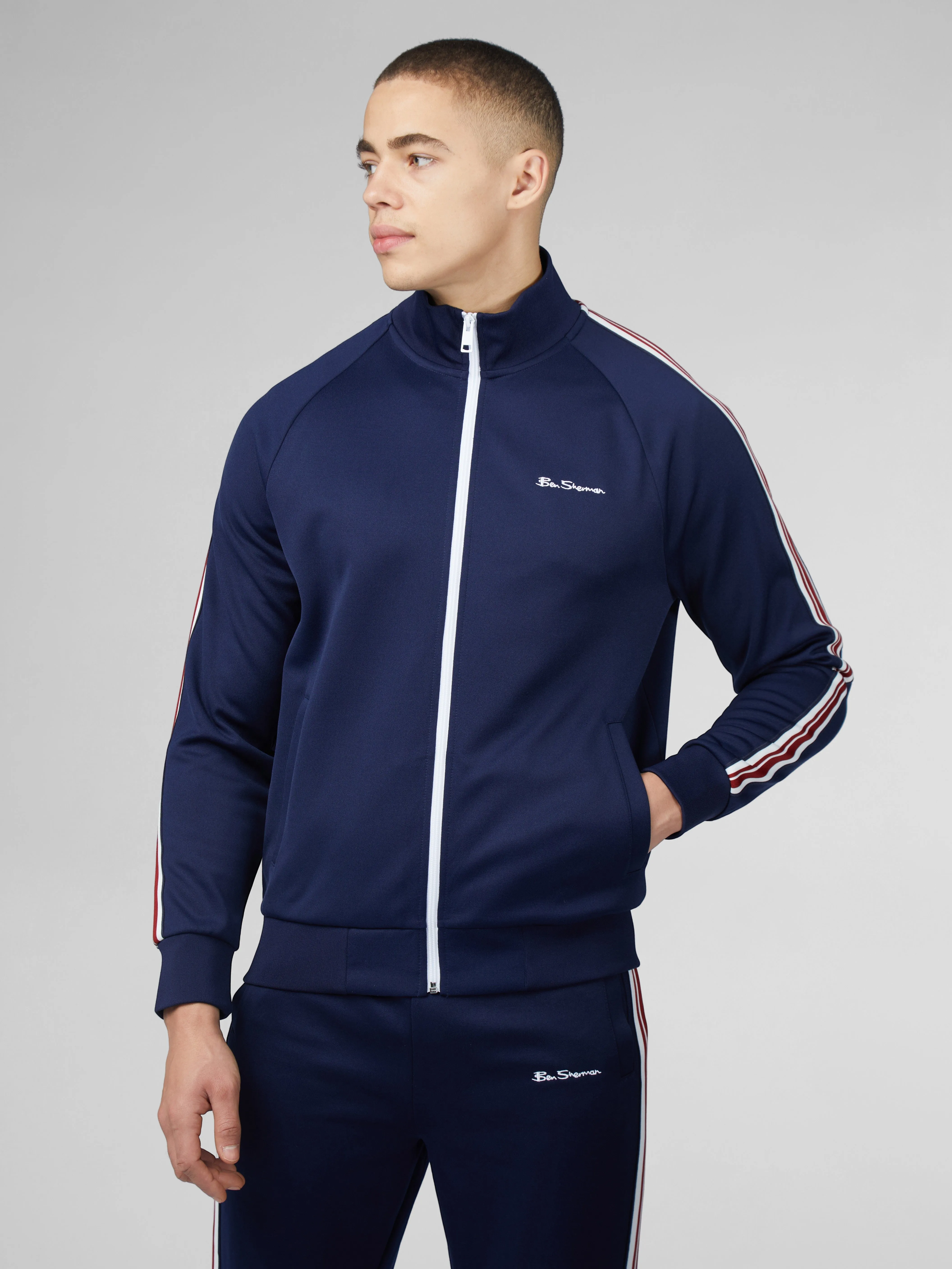 Signature Taped Tricot Track Top - Marine sold by Ben Sherman