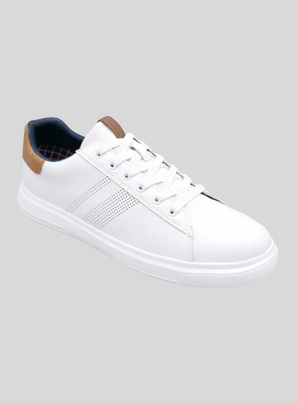 Ollie Mod Vegan Leather Trainer Sneaker - White/Tan sold by Ben Sherman