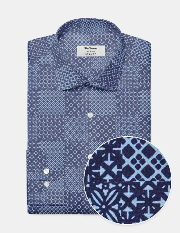 Custom Chambray Shirt - Patchwork Geo Print sold by Ben Sherman